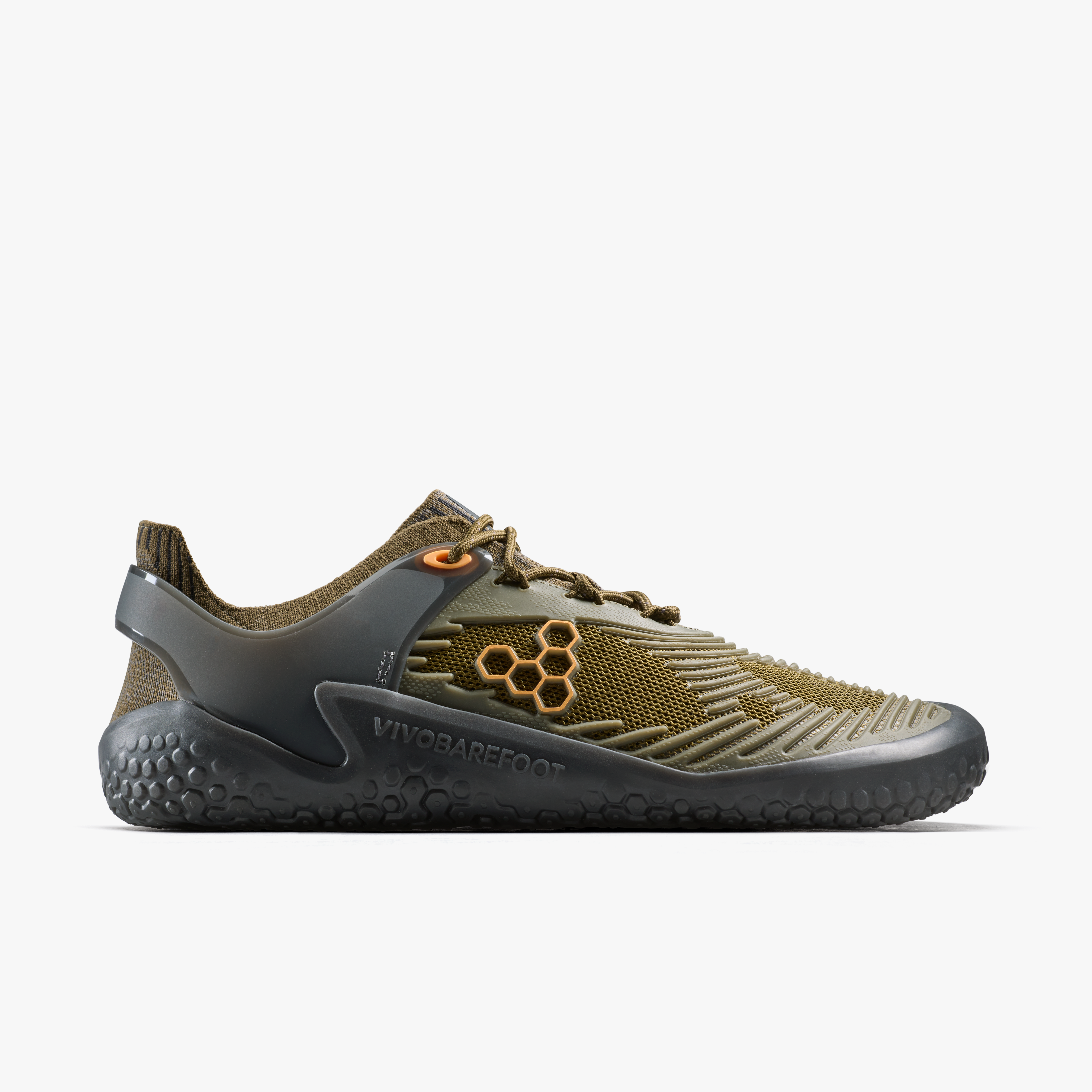 Vivobarefoot Motus Strength II Womens Dark Olive, set fra siden