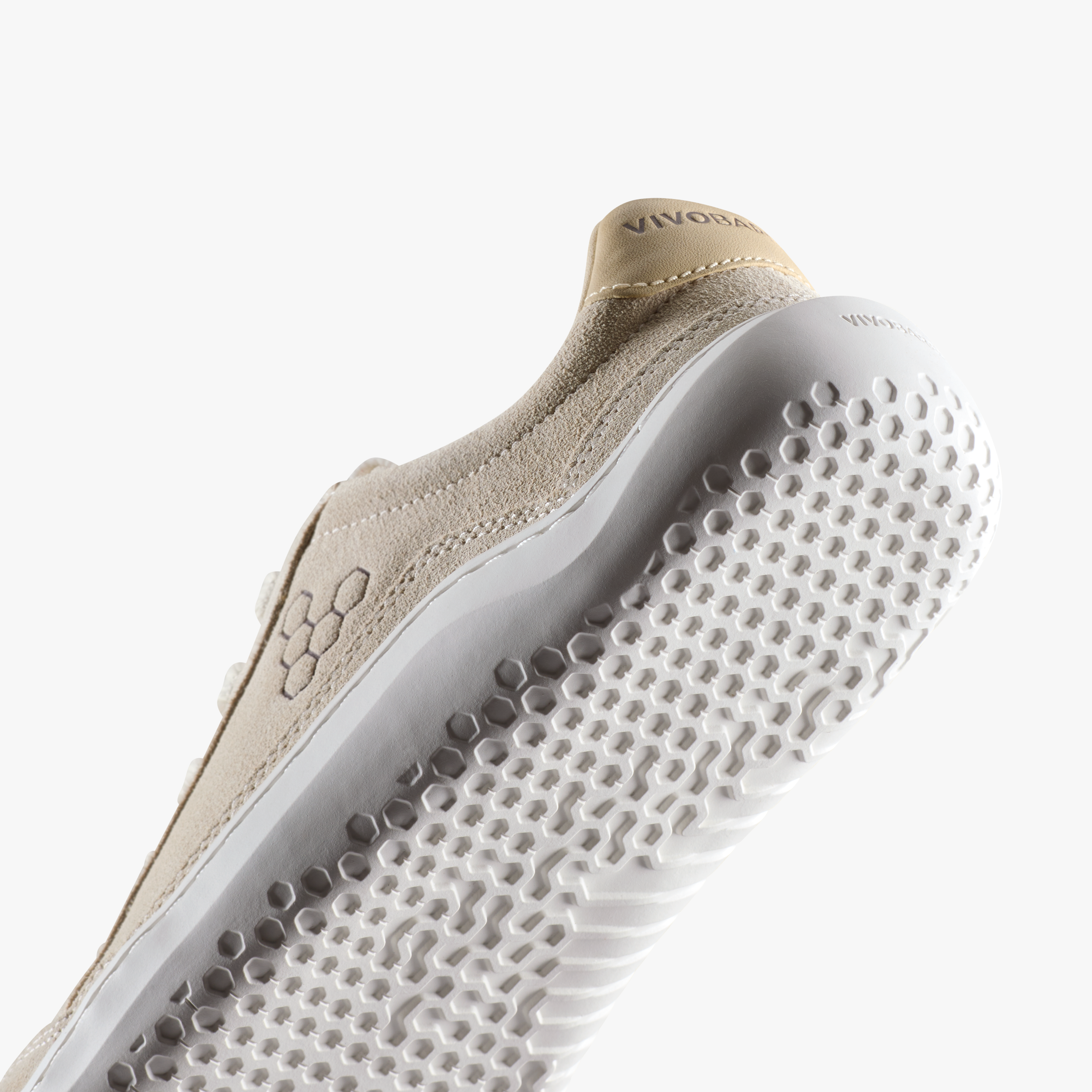 Vivobarefoot Gobi II Sneaker Premium Leather Mens Sand/Fig, detalje nærbillede 2