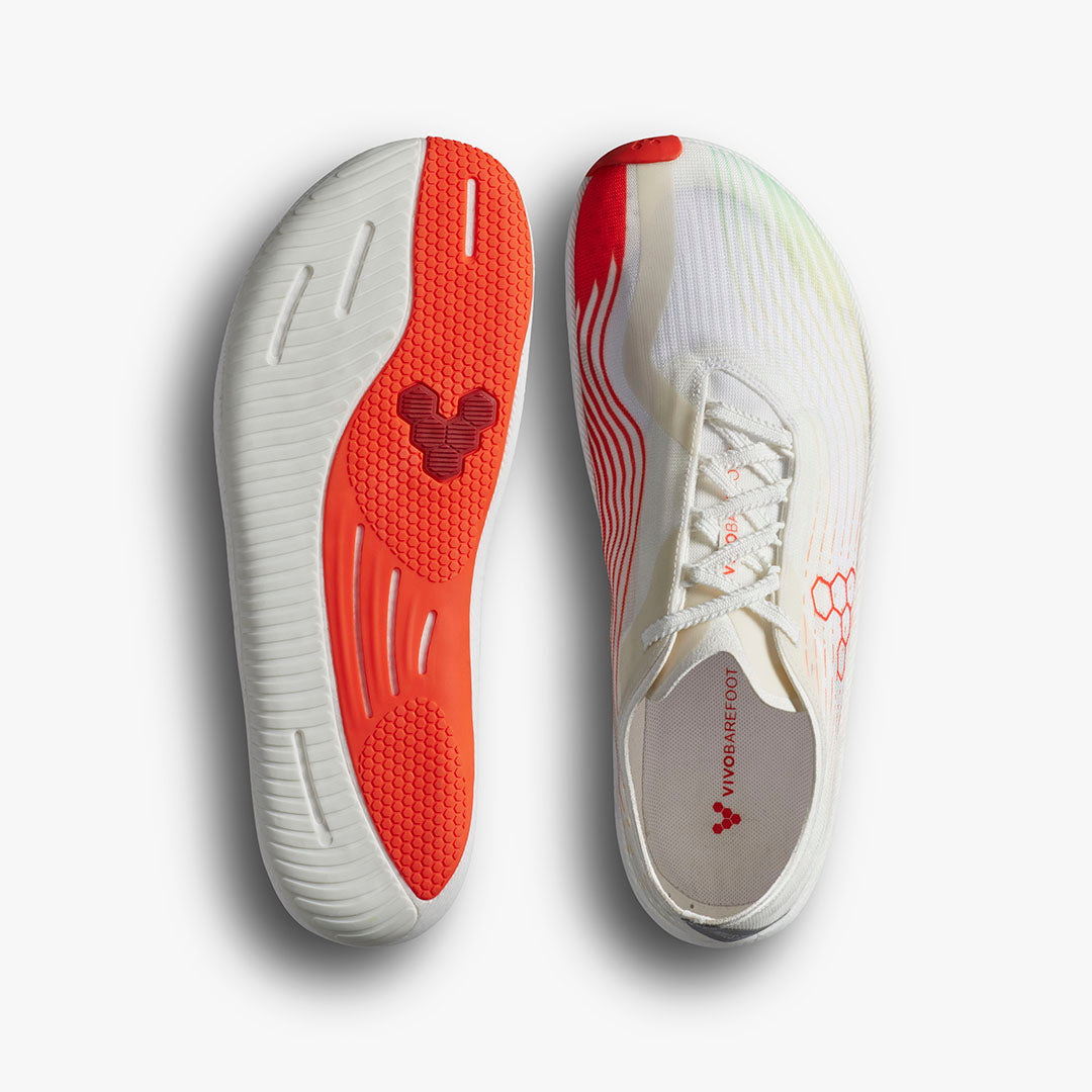 Vivobarefoot Primus Flow Mens – Bright White/Neon Orange