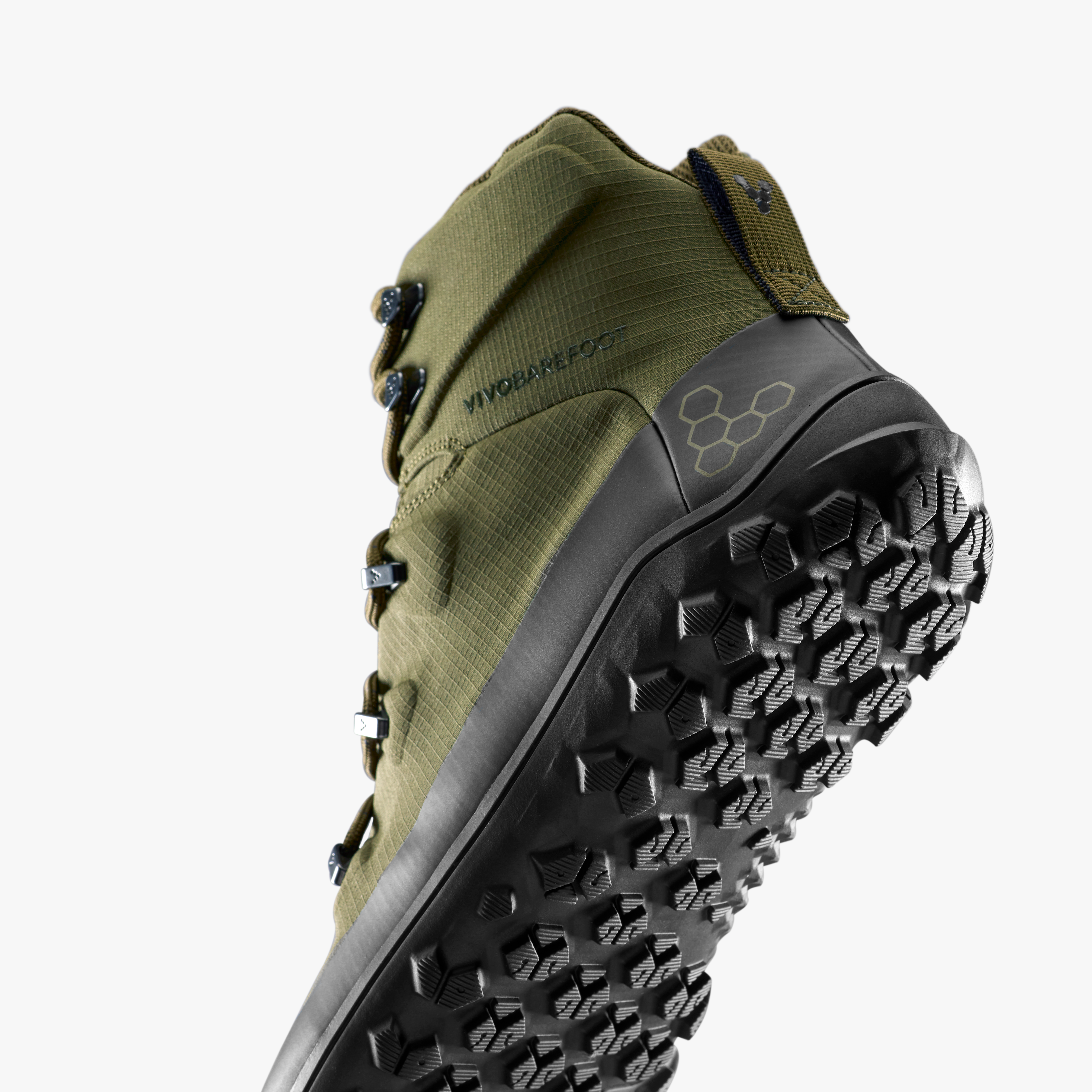 Vivobarefoot Tracker Textile AT II Mens Dark Olive, detalje nærbillede 2