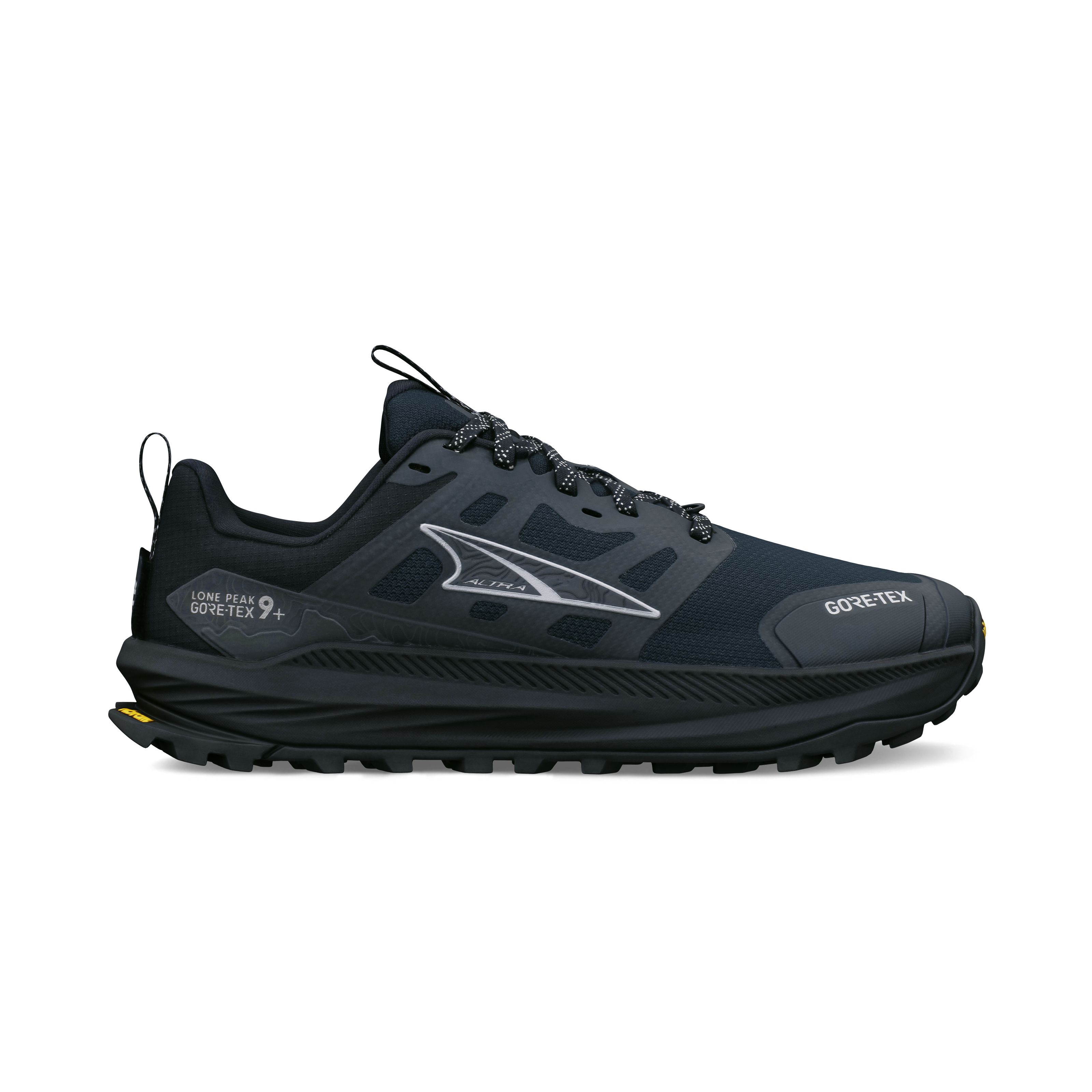 Altra Lone Peak 9+ GTX vandresko til damer i Black/Black set fra siden
