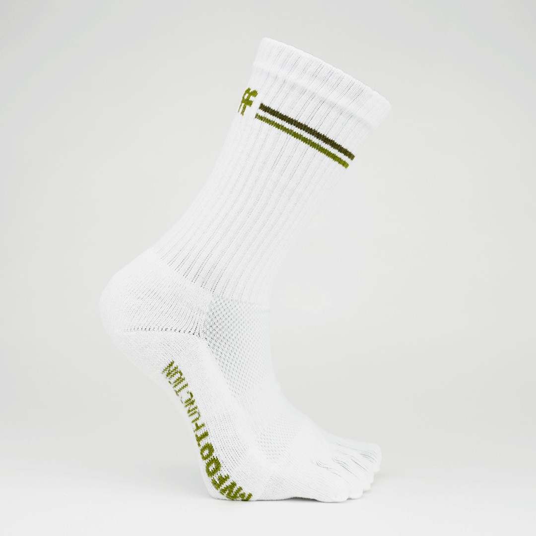 My Foot Function Toe Socks - Crew Length - White & Green