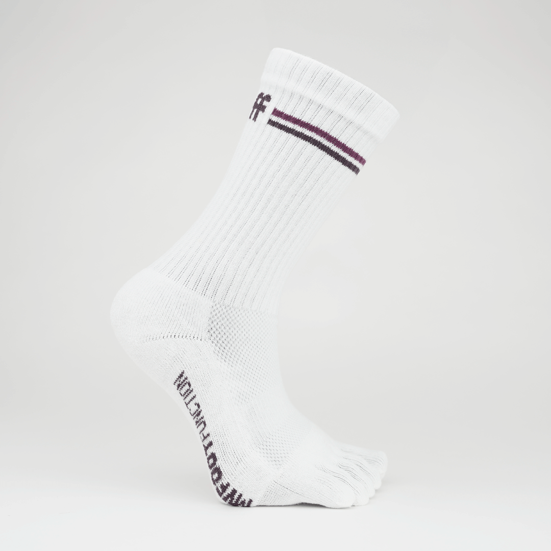 My Foot Function Toe Socks - Crew Length - White & Purple