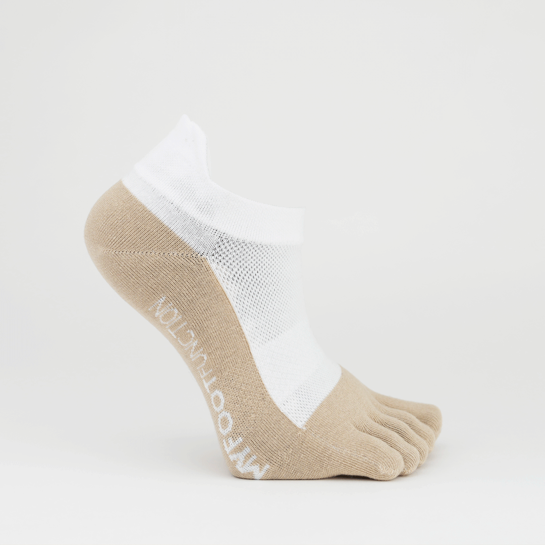 My Foot Function Toe Socks – No-Show Length – White / Pepper