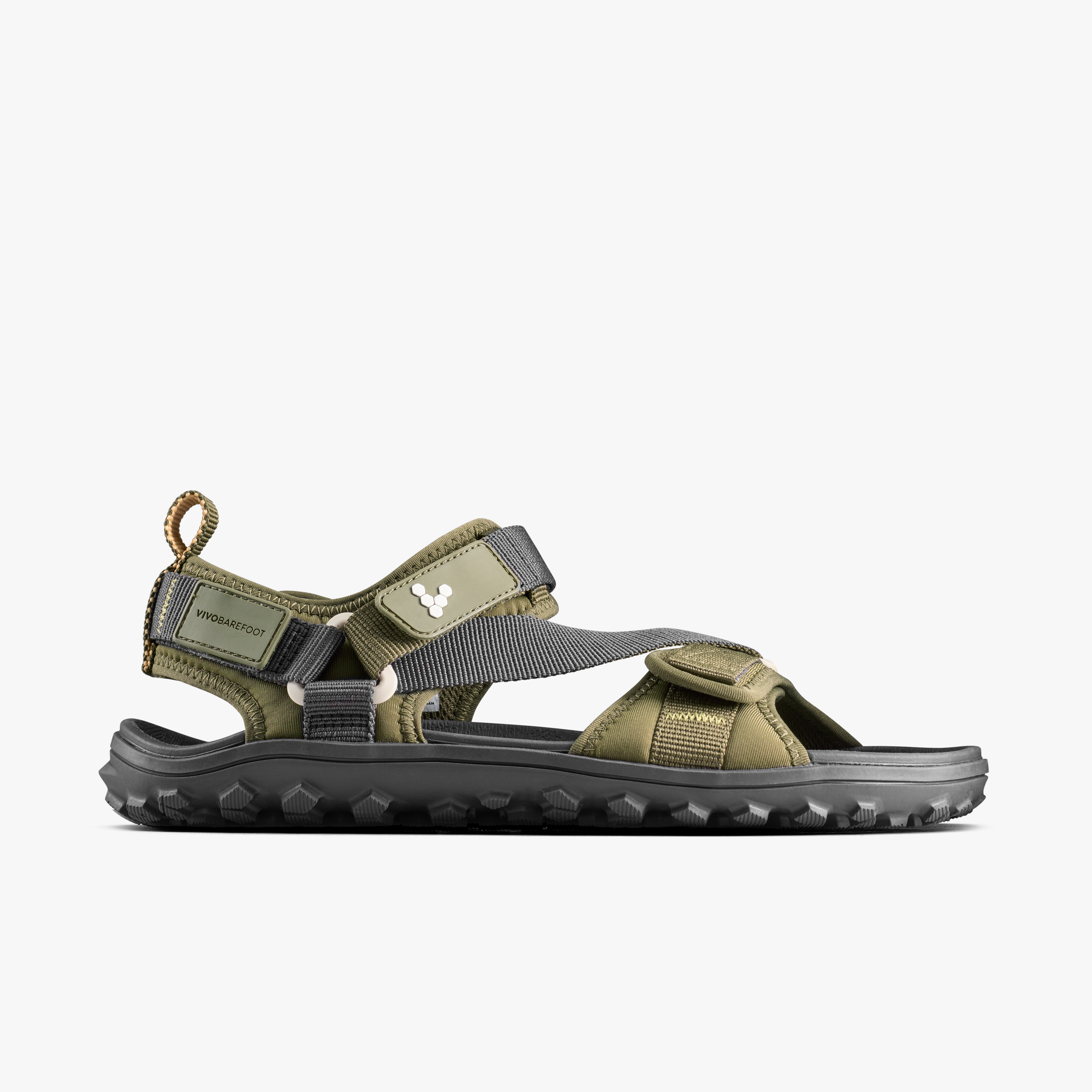 Vivobarefoot Tracker Ora Sandal Womens – Dark Olive, set fra siden