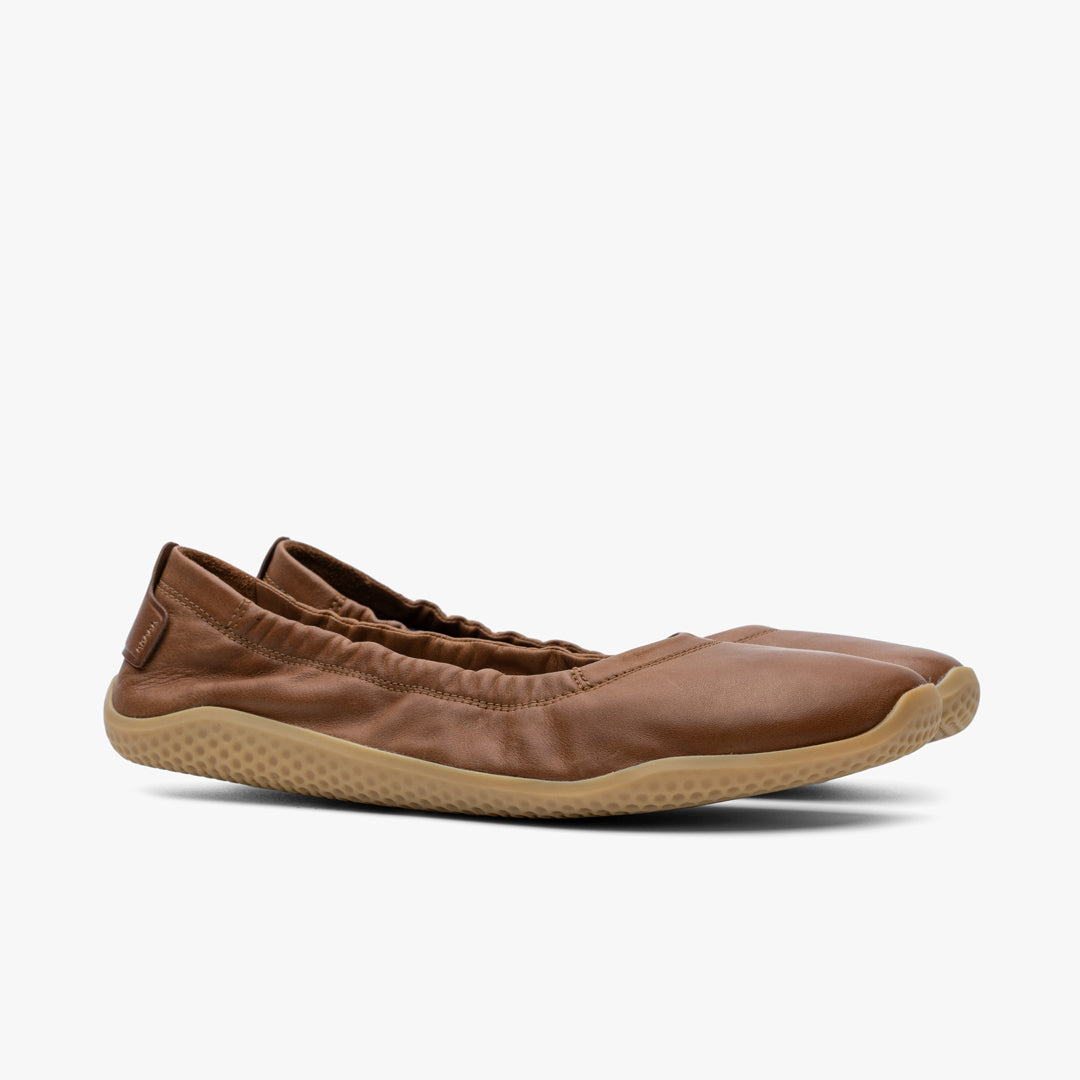 Vivobarefoot Asana Yin Ballerina in pelle da donna - Marrone chiaro