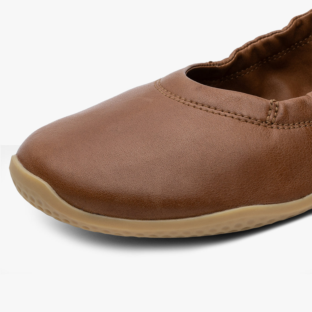 Vivobarefoot Asana Yin Ballerina in pelle da donna - Marrone chiaro