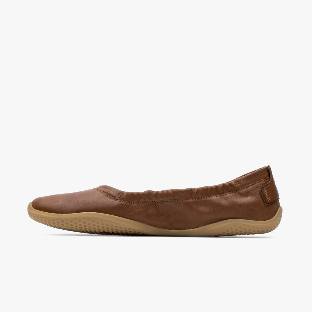 Vivobarefoot Asana Yin Ballerina in pelle da donna - Marrone chiaro