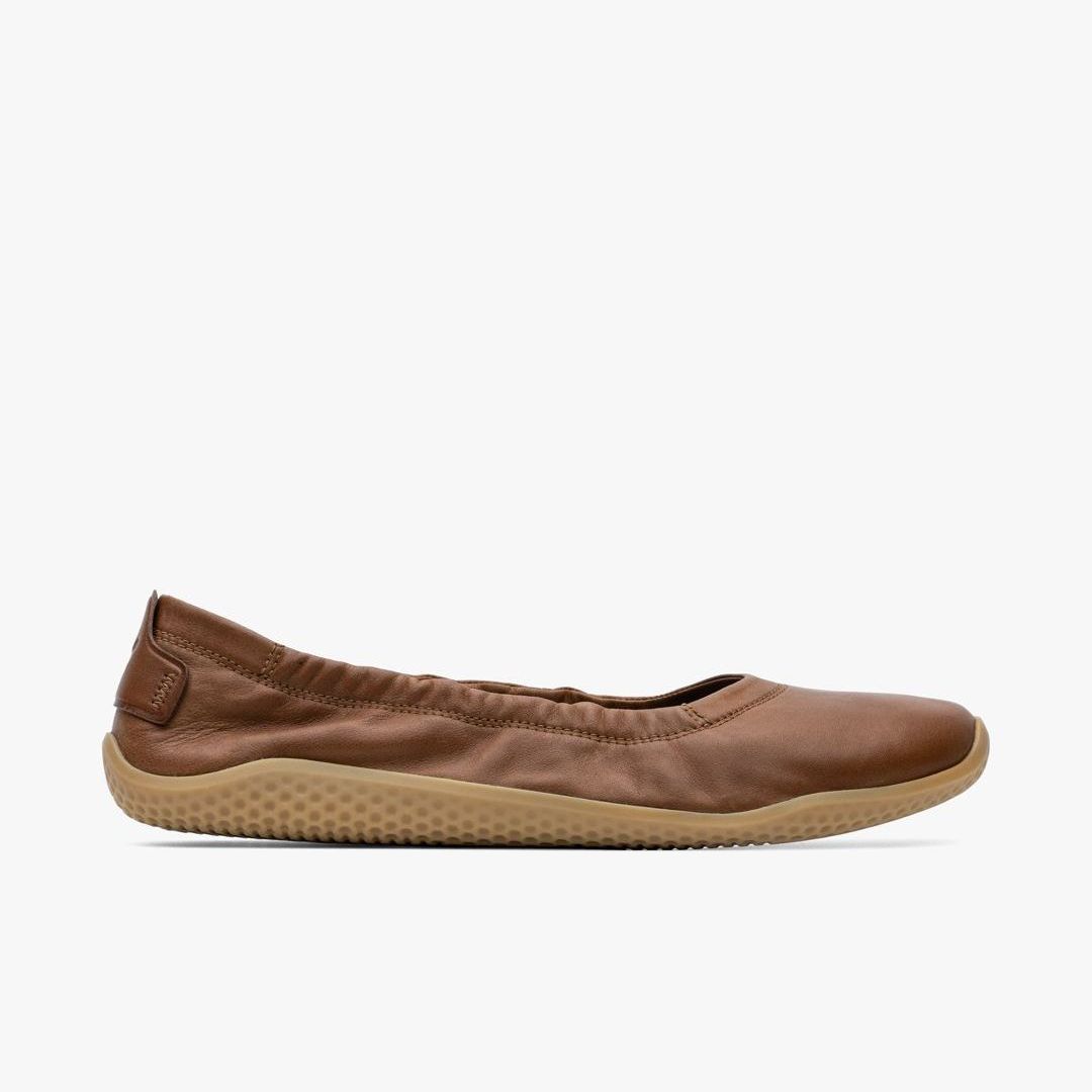 Vivobarefoot Asana Yin Ballerina in pelle da donna - Marrone chiaro