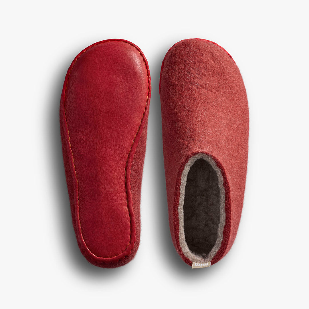 Vivobarefoot MIM Felt Slipper II – Mineral Red