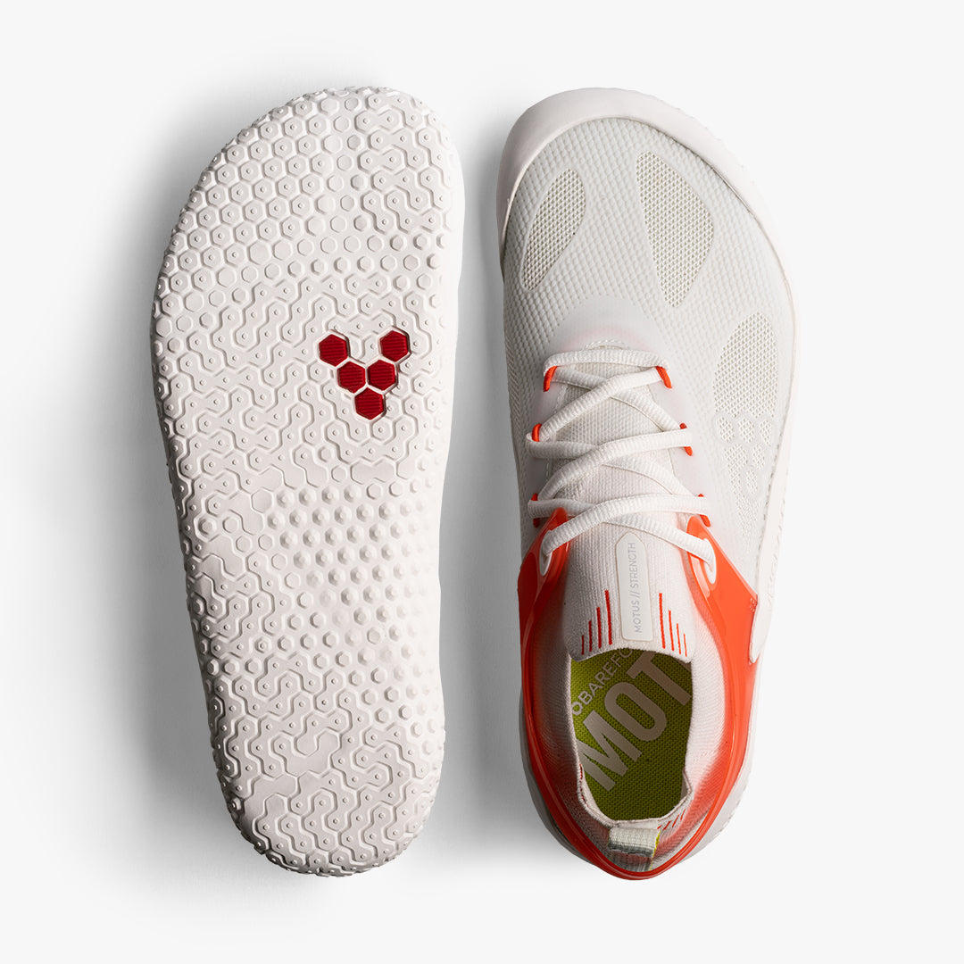 Vivobarefoot Motus Strength Uomo – Bianco / Scarlet Ibis