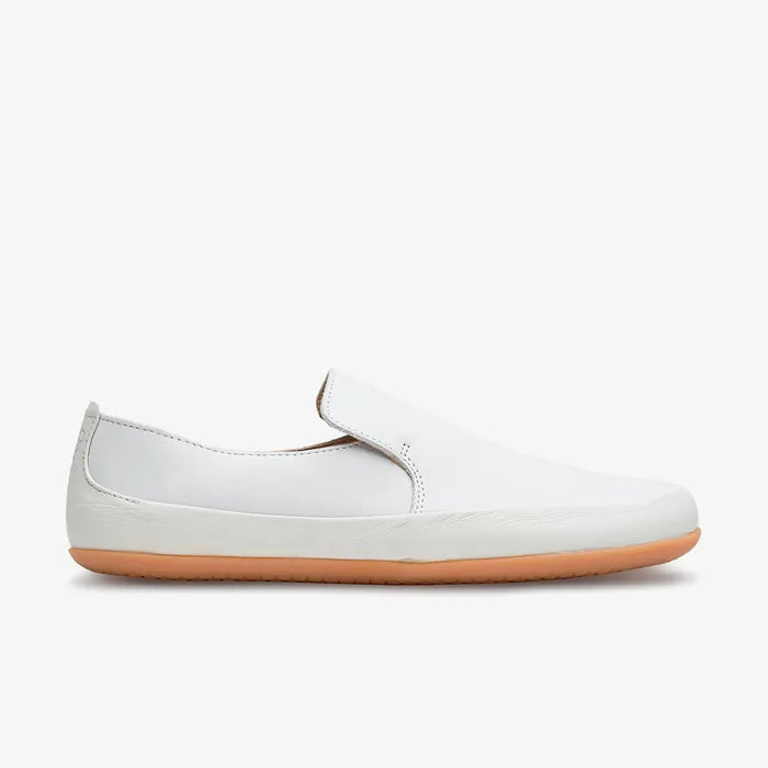 Vivobarefoot Opanka barfodssko i hvidt læder fra ydersiden