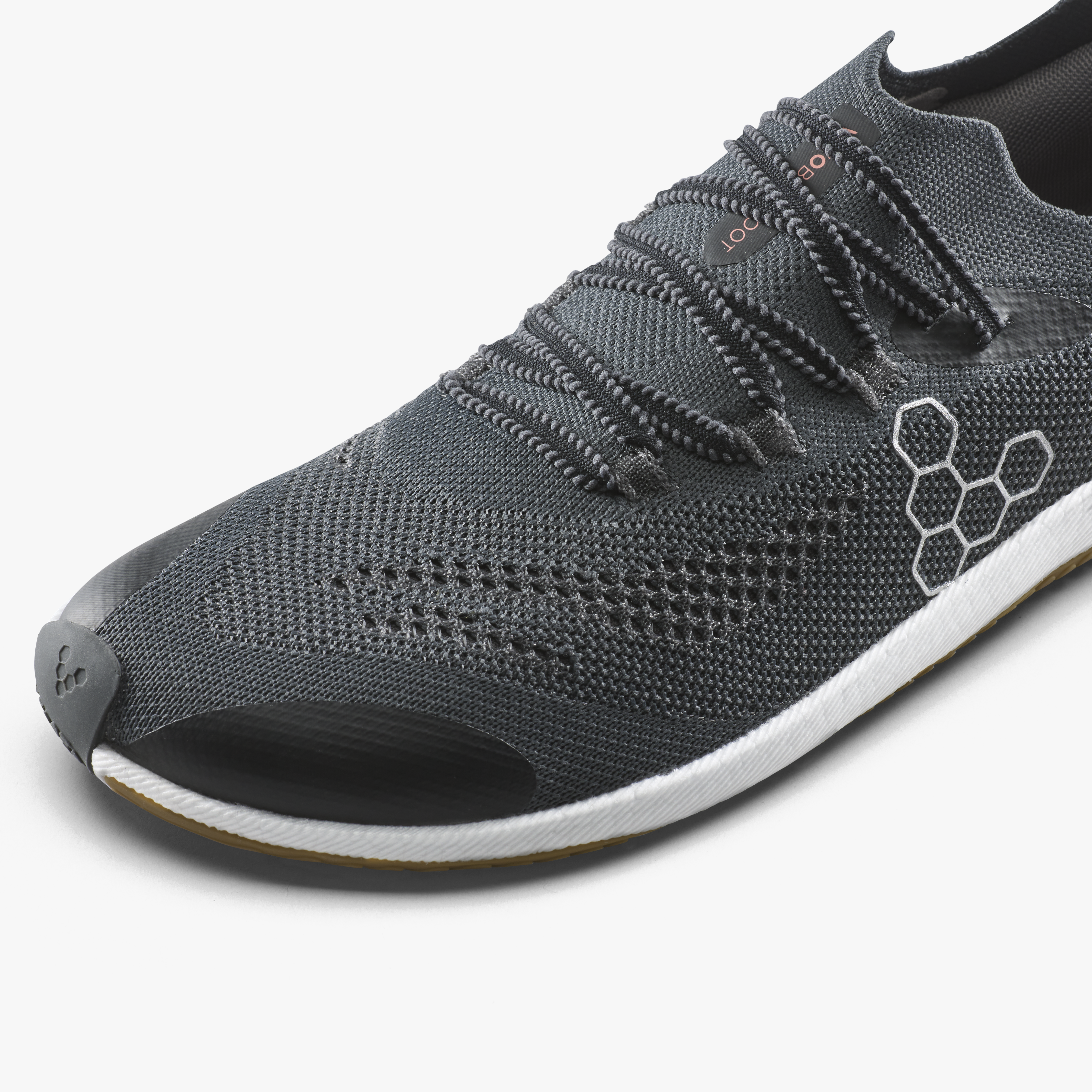 Vivobarefoot Primus Flow Knit Womens barfodssko til kvinder i farven eclipse/gum, nærbillede