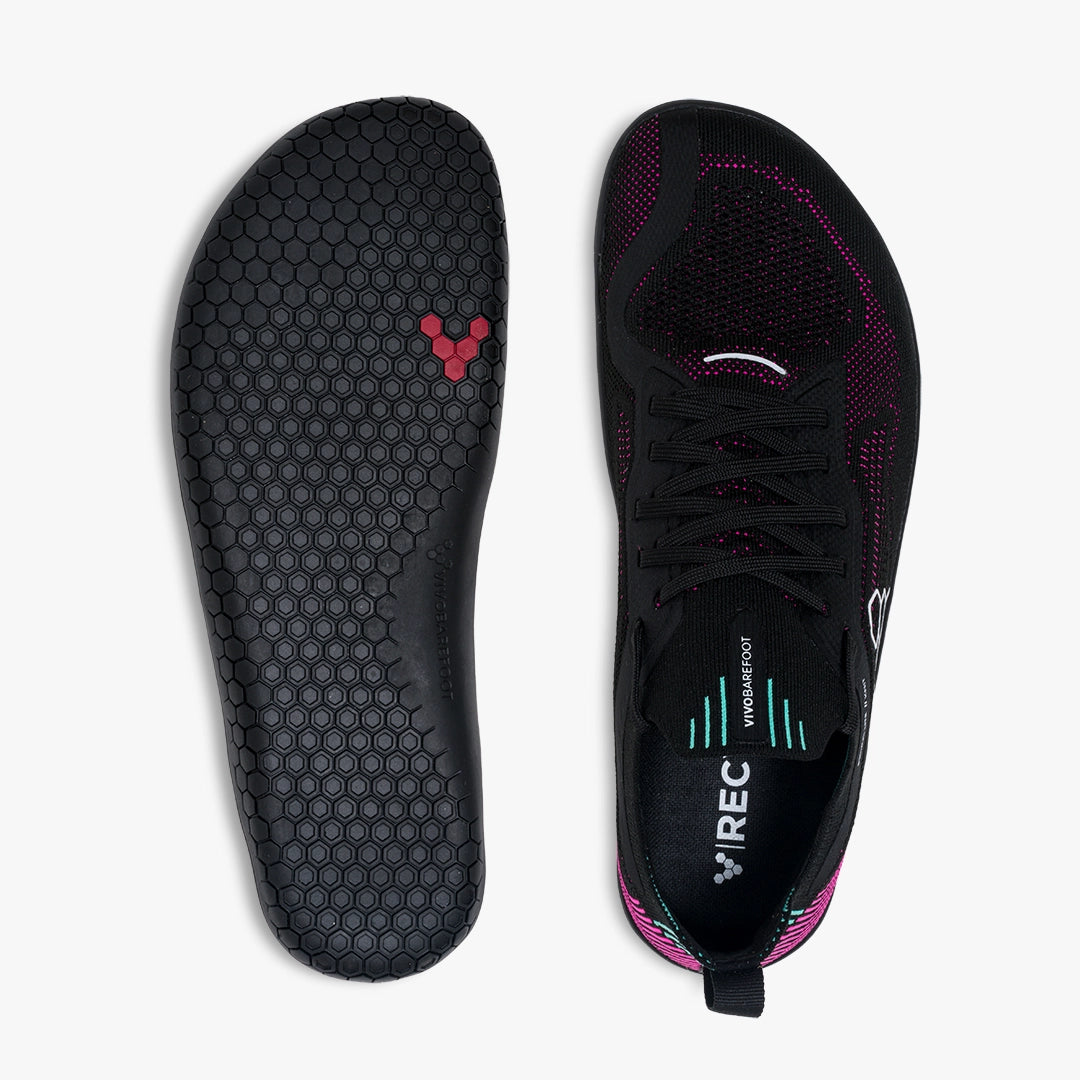 Vivobarefoot Primus Lite Knit Womens – Obsidian / Vibrant Pink