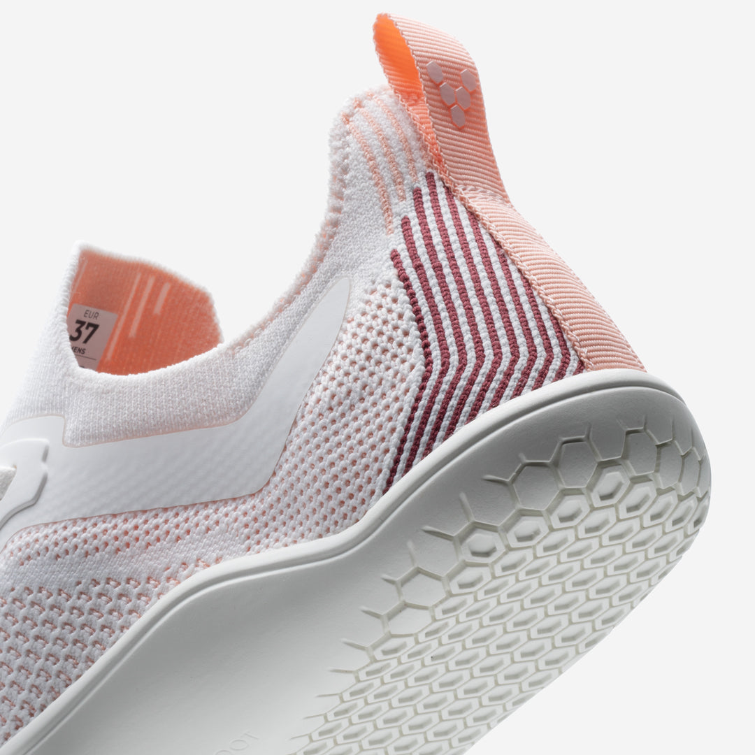 Vivobarefoot Primus Lite Knit Womens – White/Peach Melba