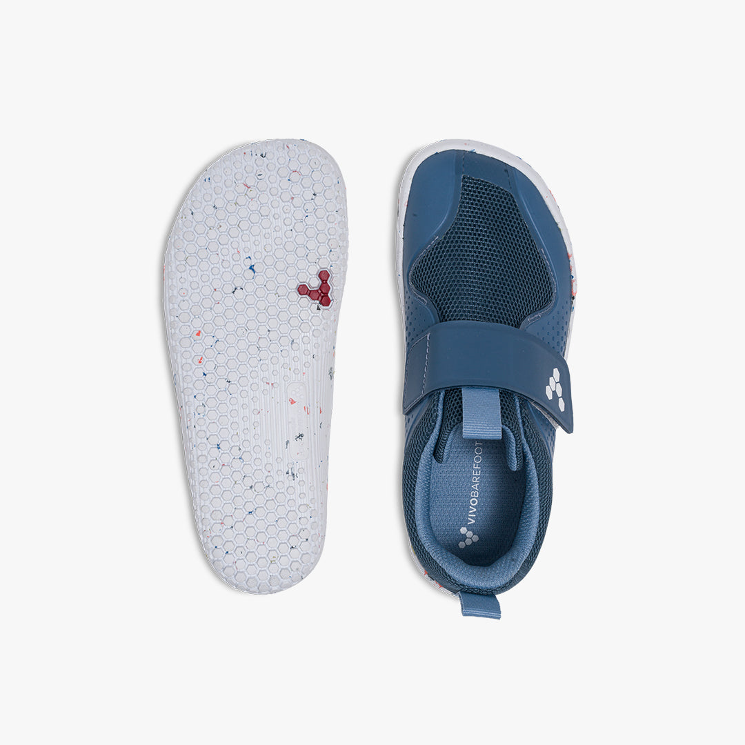 Vivobarefoot Primus Sport III Kids barfods træningssko til børn i farven indigo, top