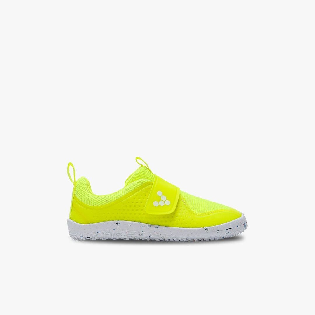 Vivobarefoot Primus Sport III Preschool barfods træningssko til børn i farven lemon zest, yderside