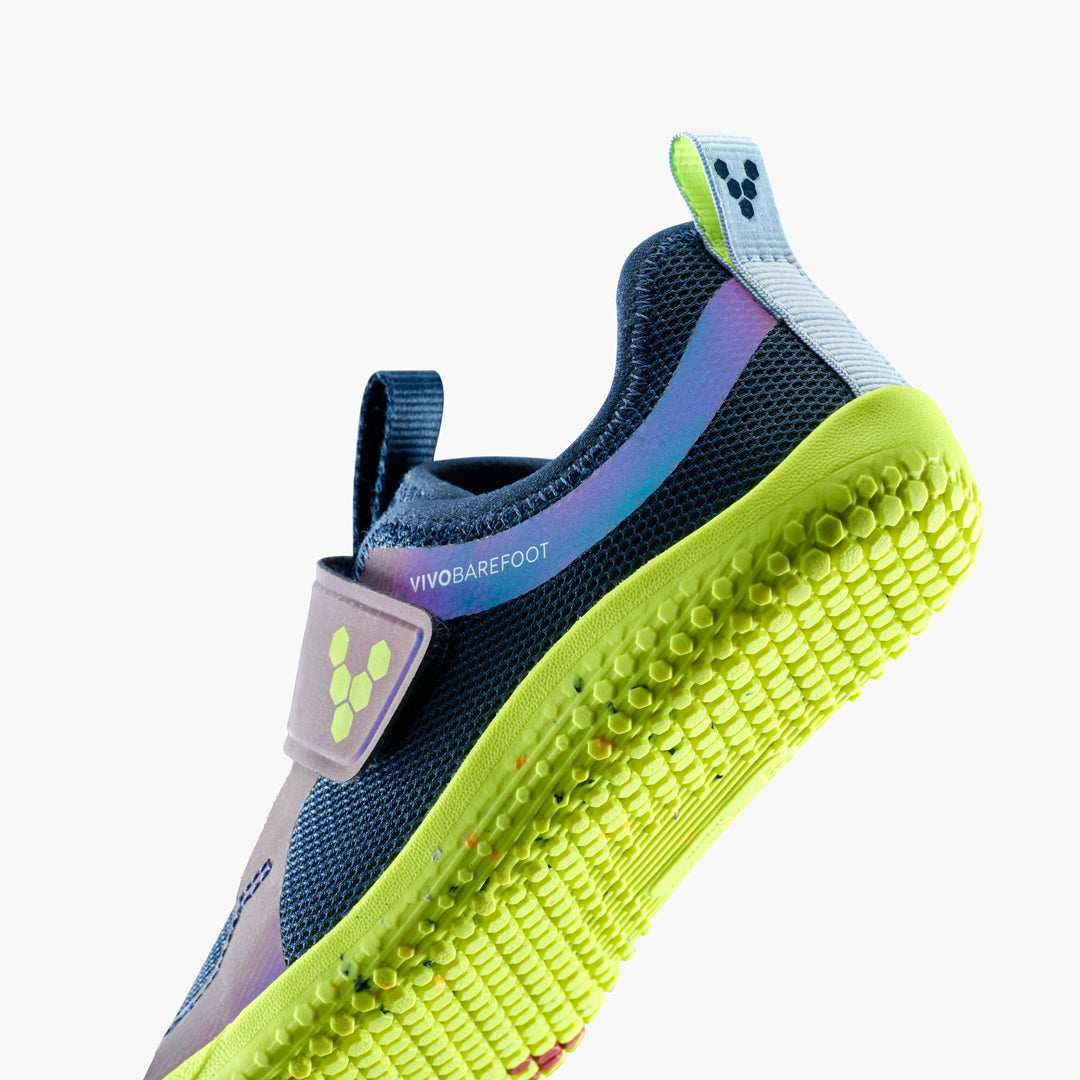 Vivobarefoot Primus Sport IV Preschool barfodssko til børn i farven night sky, nærbillede