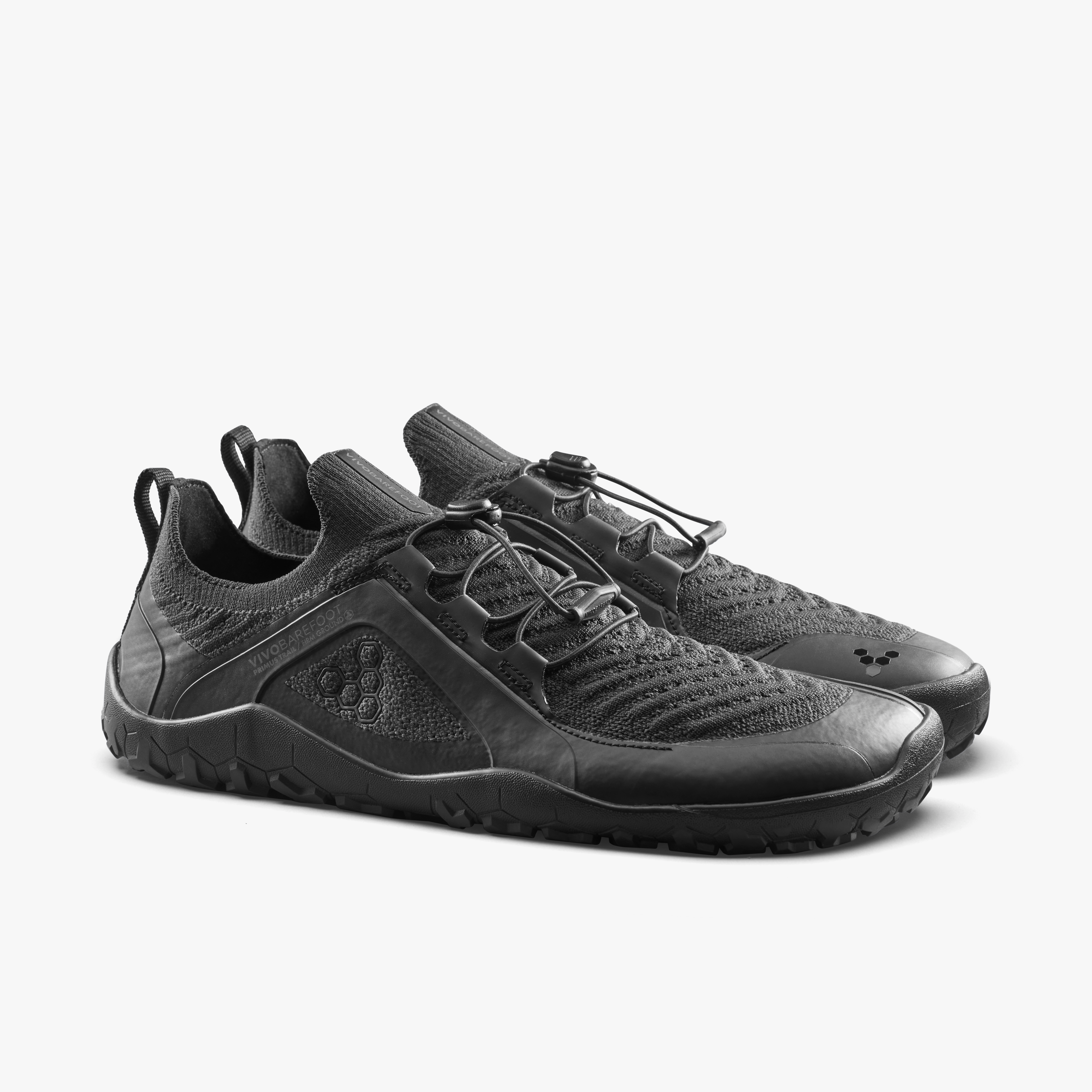 Vivobarefoot Primus Trail Knit FG Grounding Mens barfodssko til mænd i farven obsidian, par