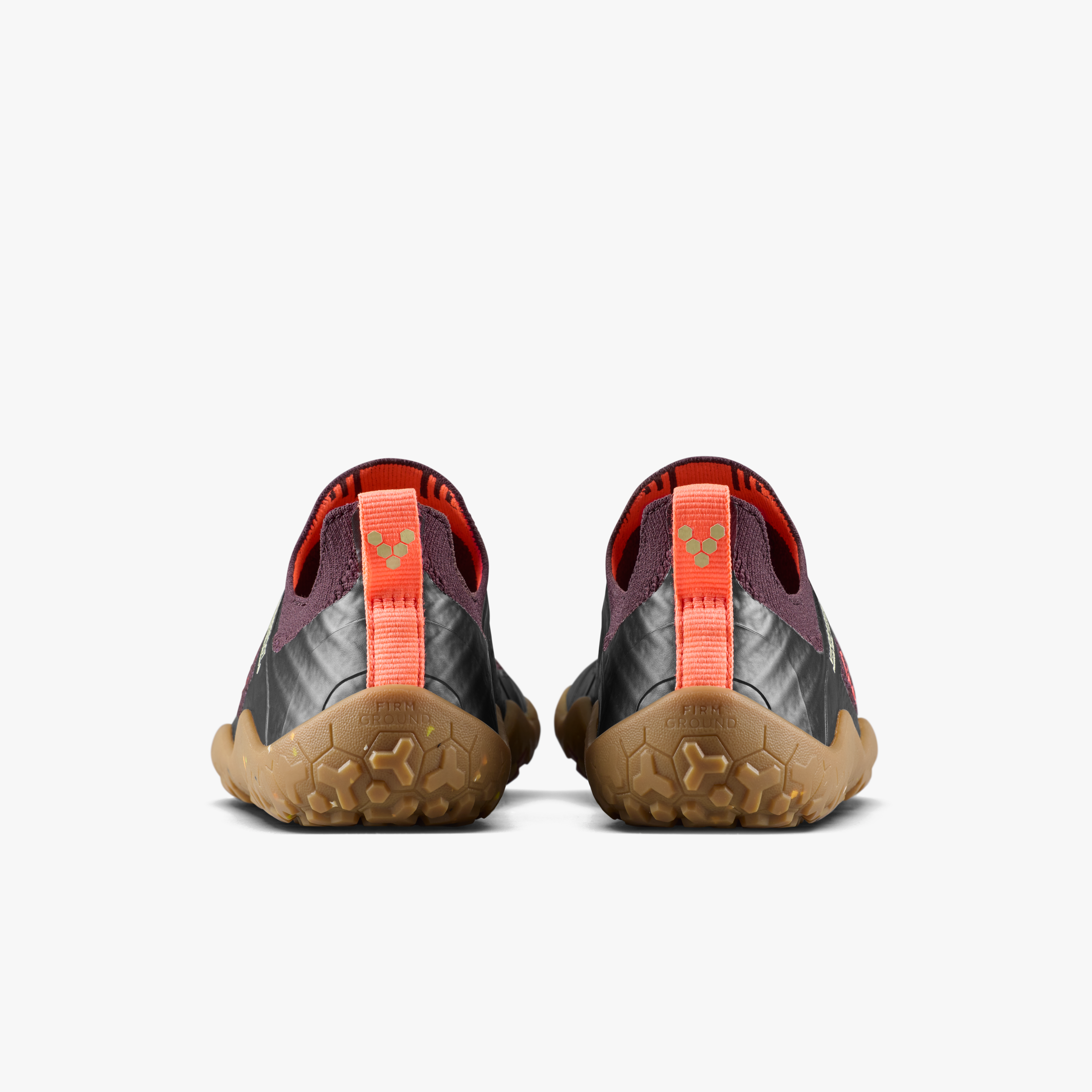 Vivobarefoot Primus Trail Knit FG Juniors barfodssko til børn i farven huckleberry/ molten lava, bagfra