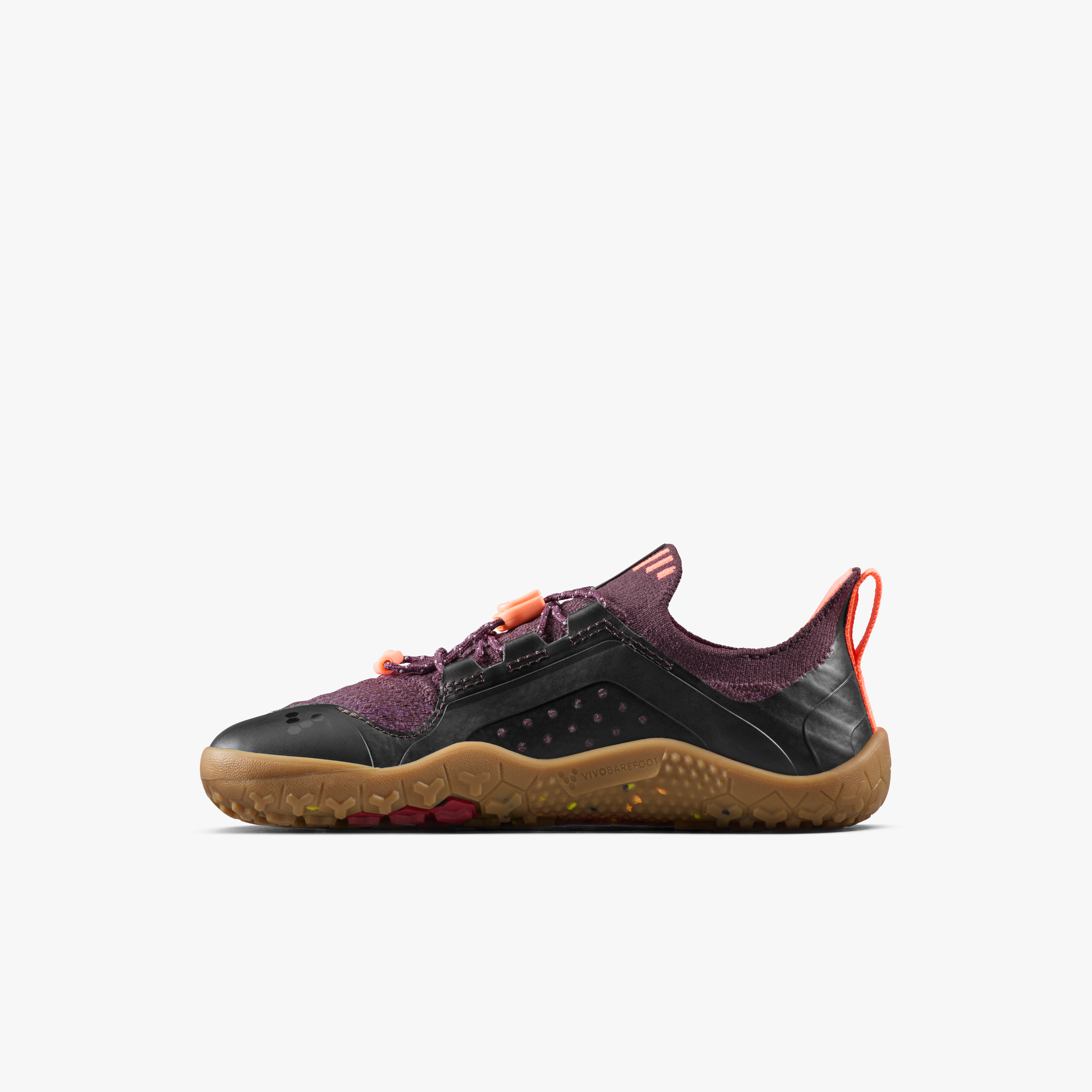 Vivobarefoot Primus Trail Knit FG Kids barfodssko til børn i farven huckleberry/ molten lava, inderside