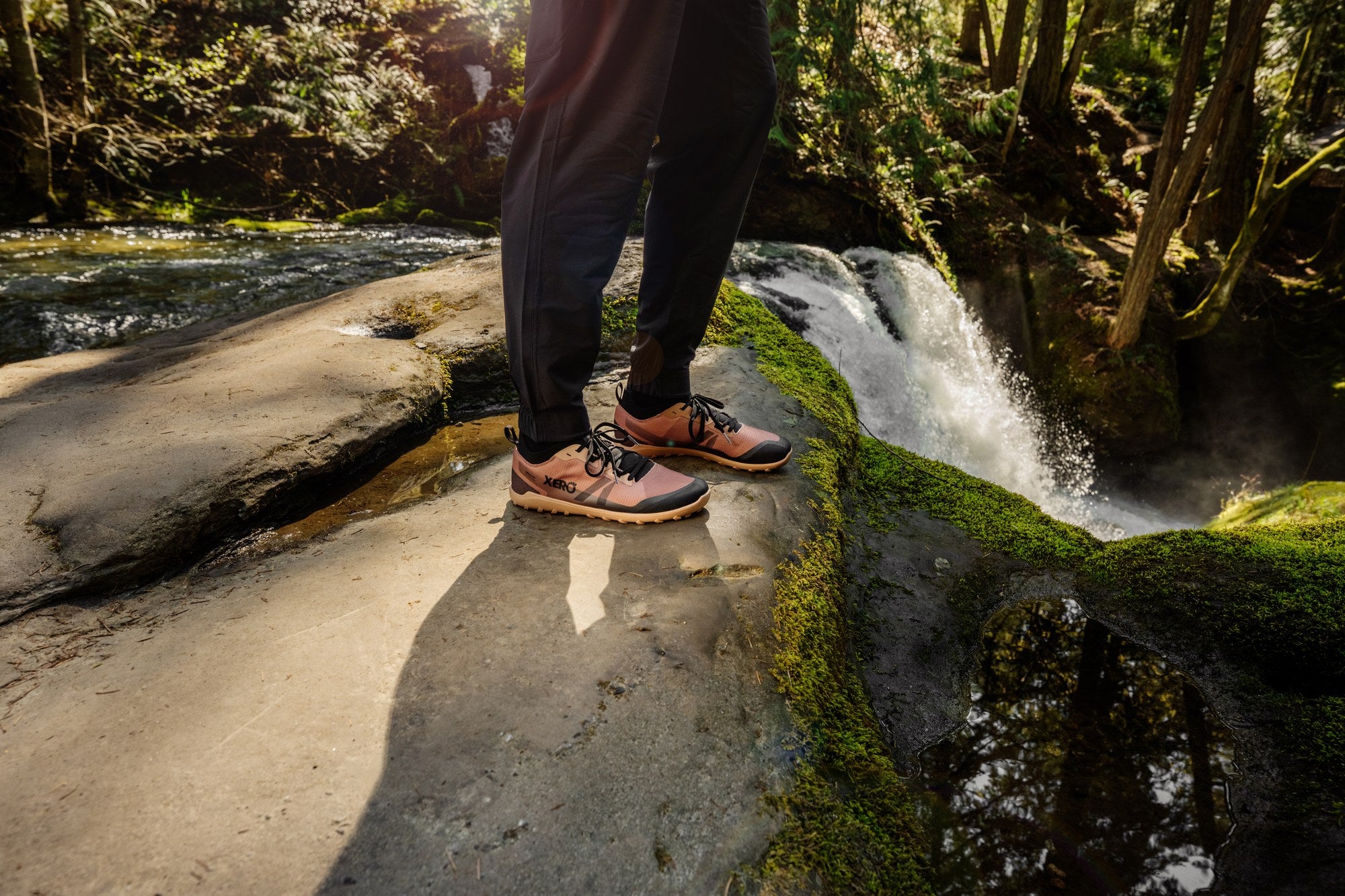 Xero Shoes Mesa Summit WP barfodssko til herre i farven Dark Irish Cream, livsstilsbillede