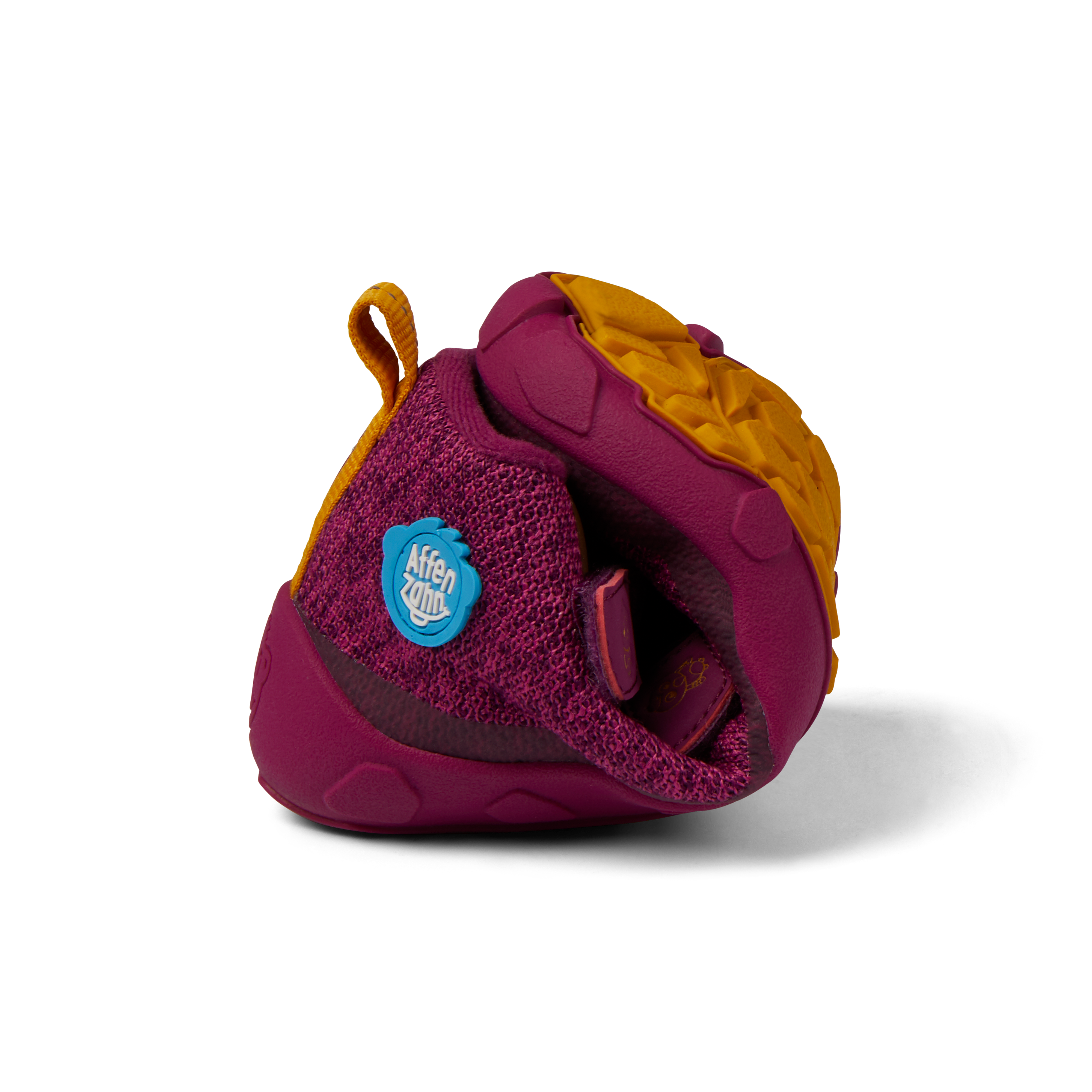 Affenzahn Low Boot Knit Happy barfods overgangssko til børn i farven bird, rullet