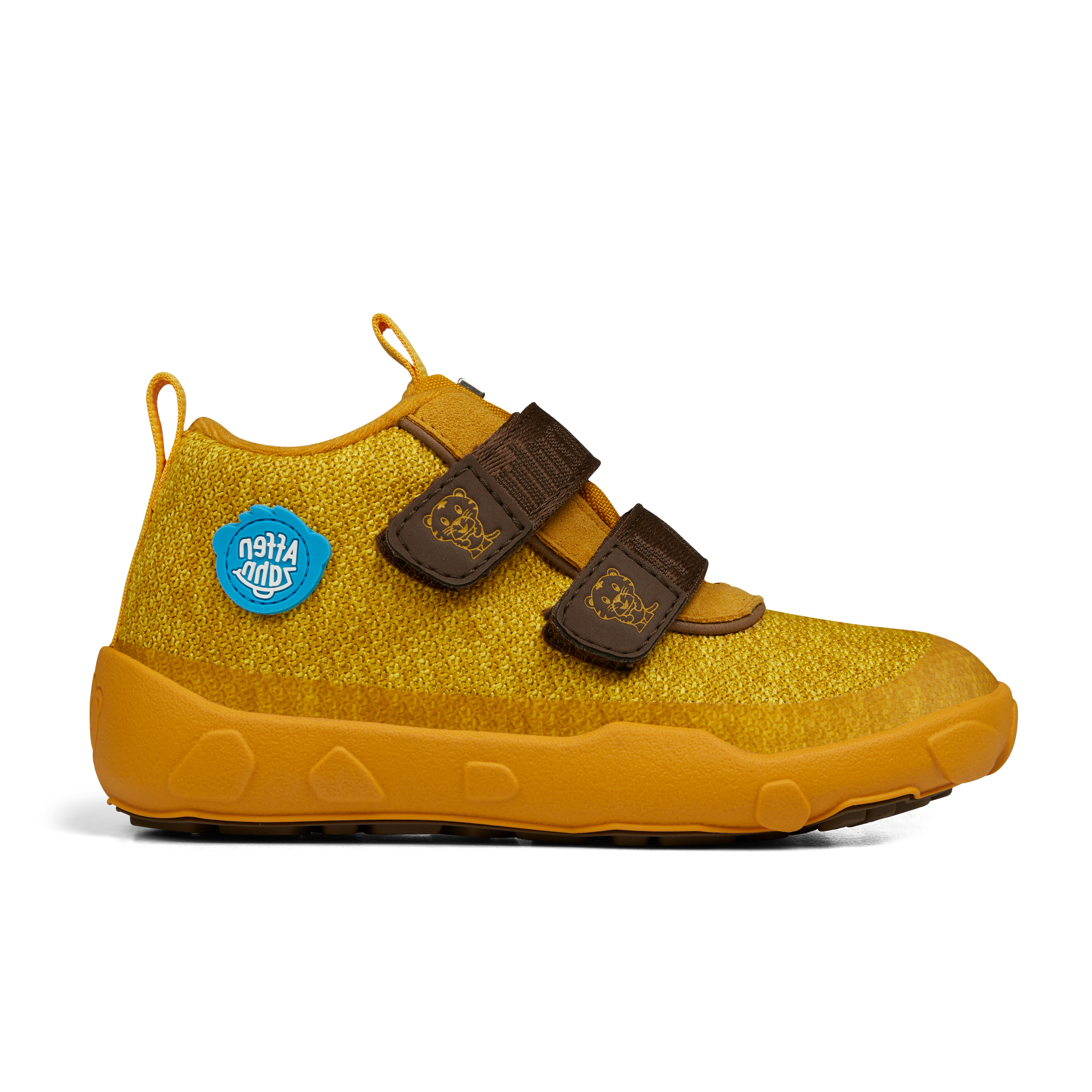 Affenzahn Low Boot Knit Happy barfods overgangssko til børn i farven tiger, yderside