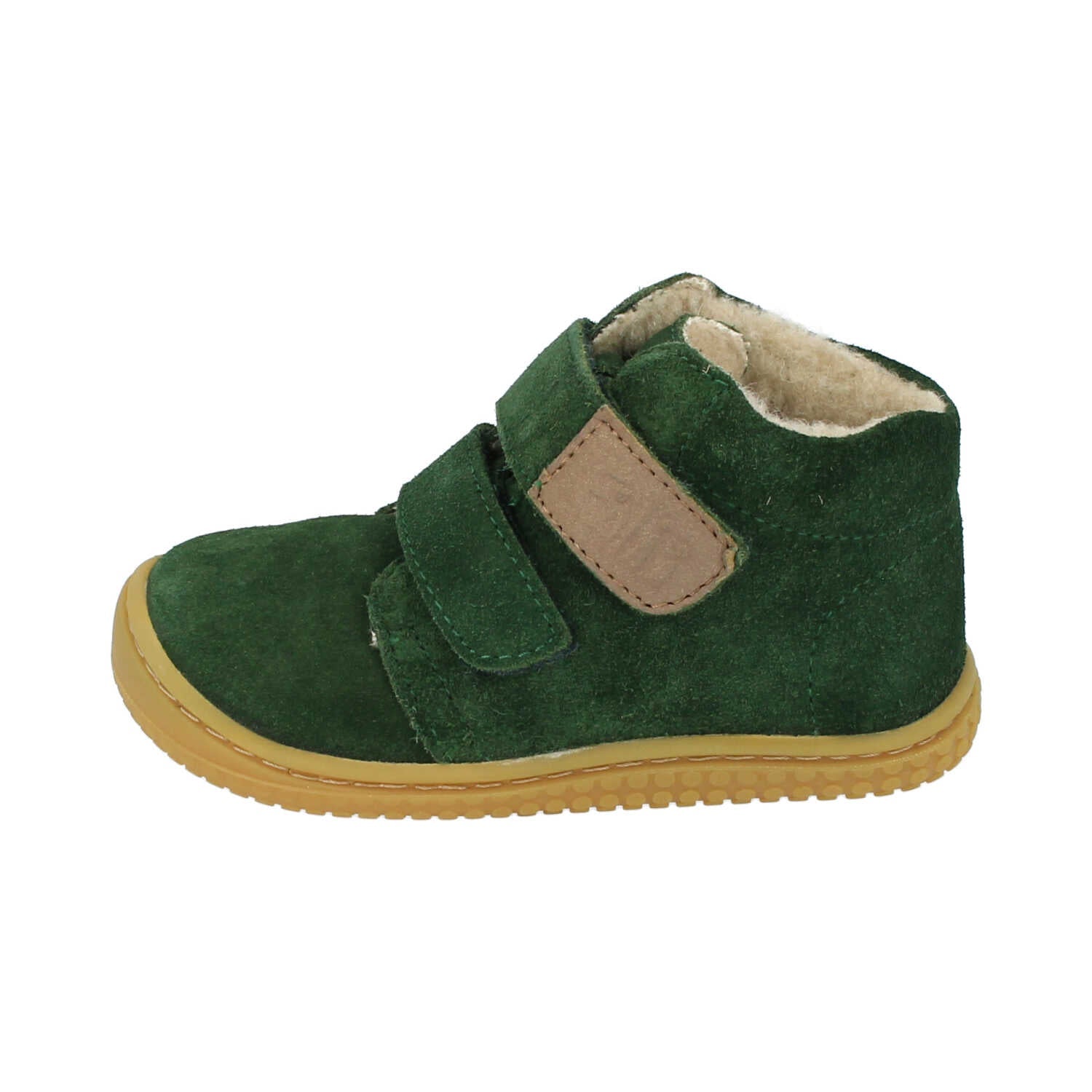 Filii Chameleon "Medium" barfods støvle til børn i farven forest velours wool, yderside