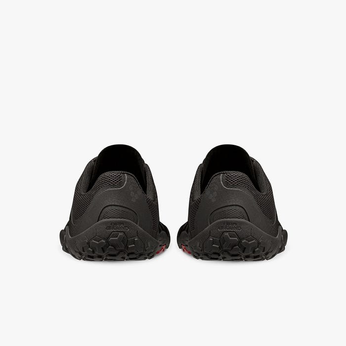 Vivobarefoot Primus Trail II FG Womens barfods trailsko til kvinder i farven obsidian, bagfra