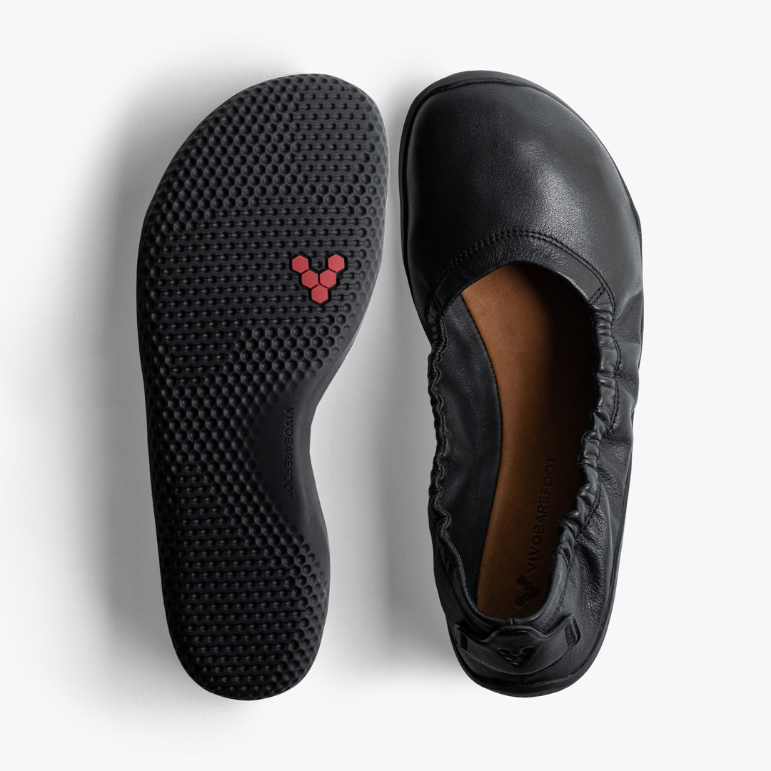 Vivobarefoot Asana Yin Ballerina Leather Womens – Obsidian 