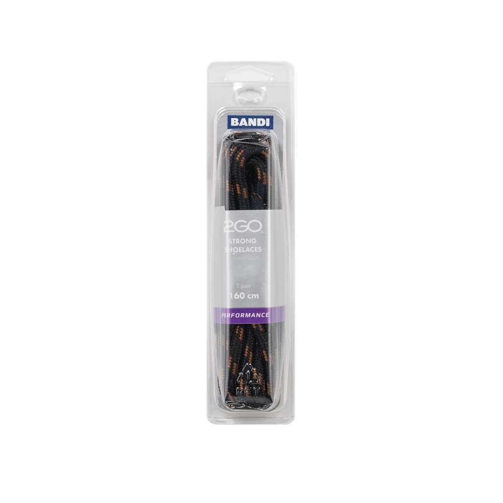 2GO Black/Brown Shoelaces 160cm