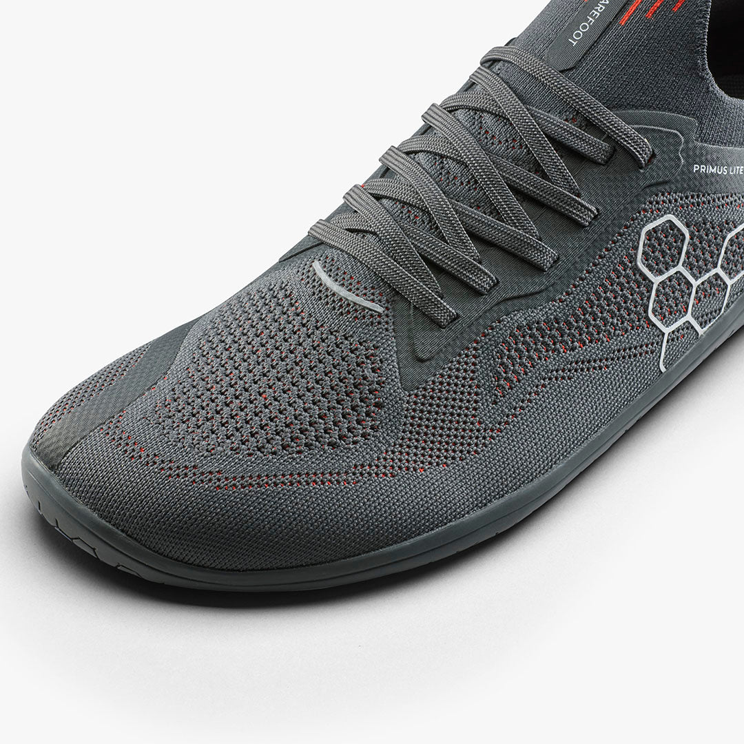 Vivobarefoot Primus Lite Knit Mens – Obsidian / Cherry Tomato