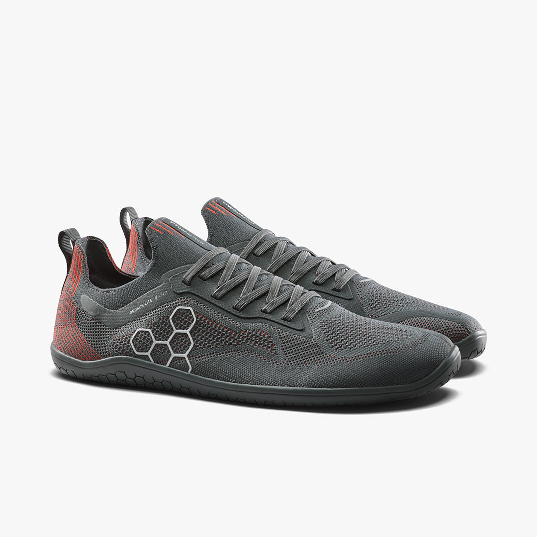 Vivobarefoot Primus Lite Knit Mens – Obsidian / Cherry Tomato