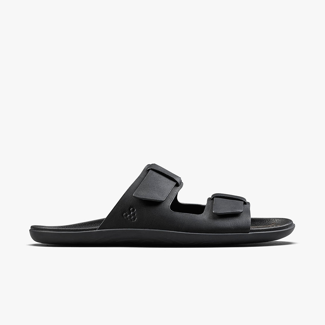 Vivobarefoot Sensus Yin Slide Mens barfodssandal til mænd i farven Obsidian, set fra siden