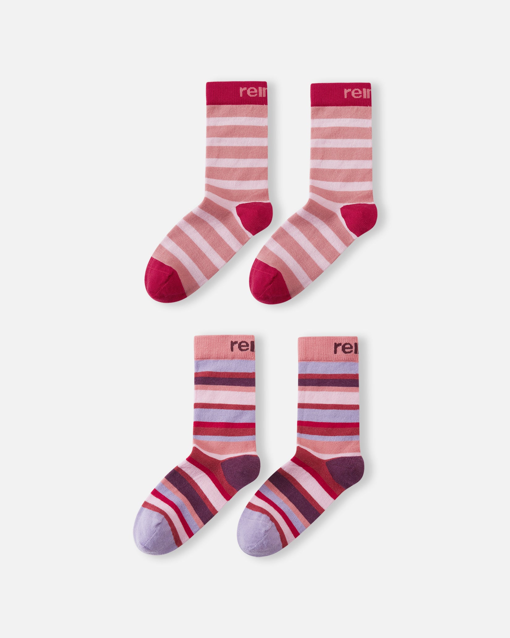Reima Parit uldsokker til børn i Rose Blush, to par set forfra
