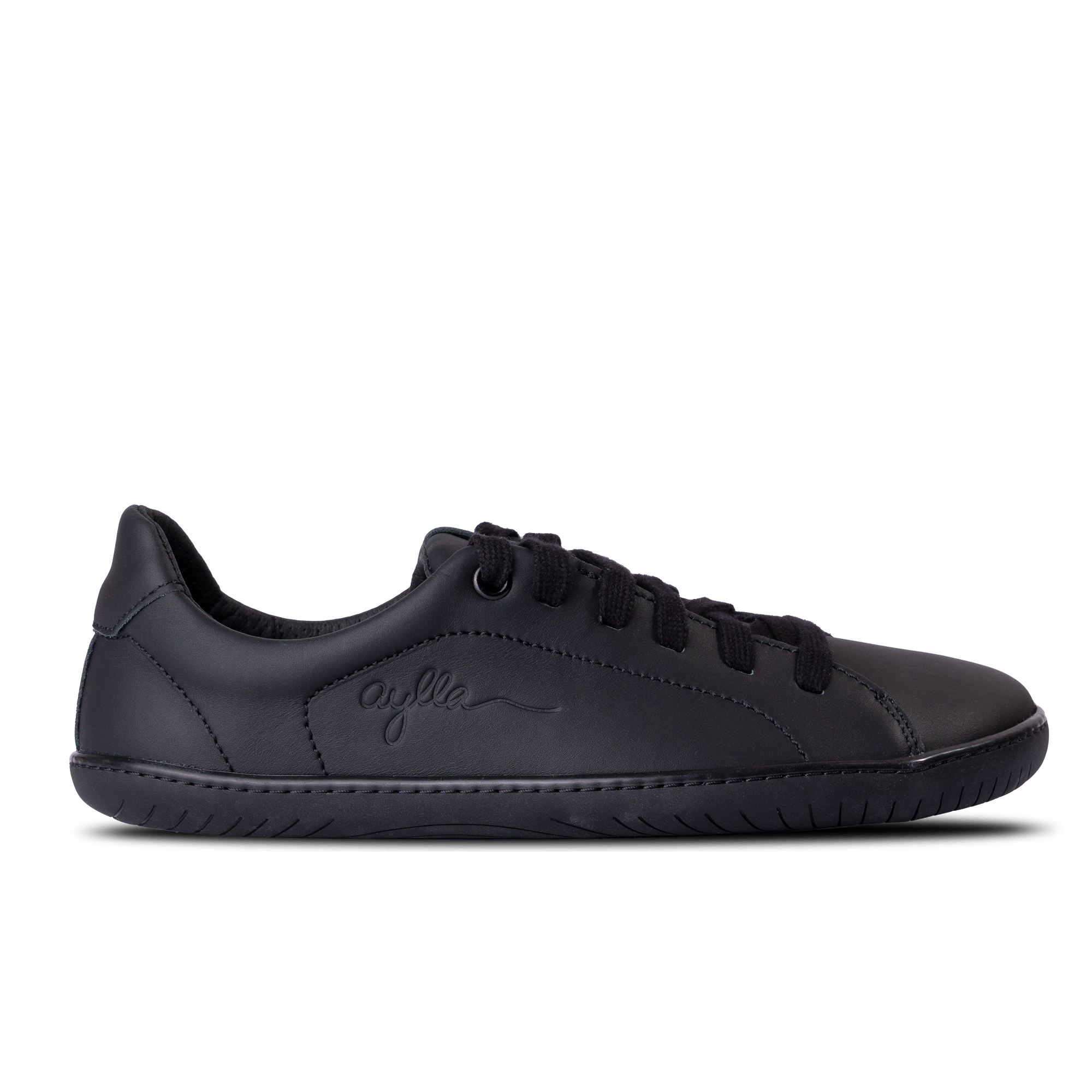 Aylla Keck Womens barfods sneakers i læder til kvinder i farven black / black, yderside