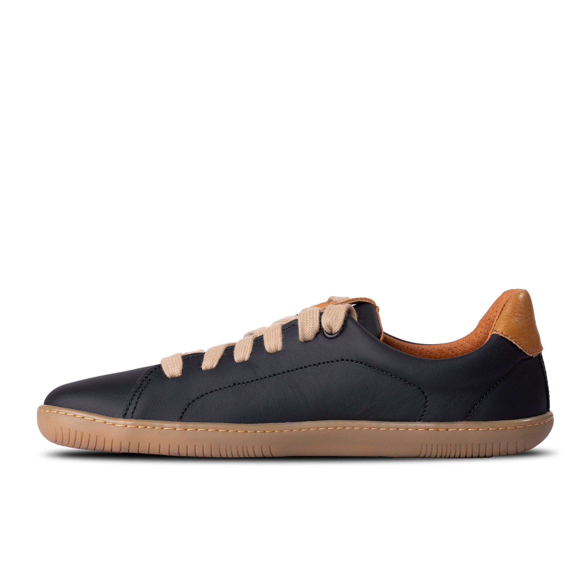 Aylla Keck Womens barfods sneakers i læder til kvinder i farven black, inderside