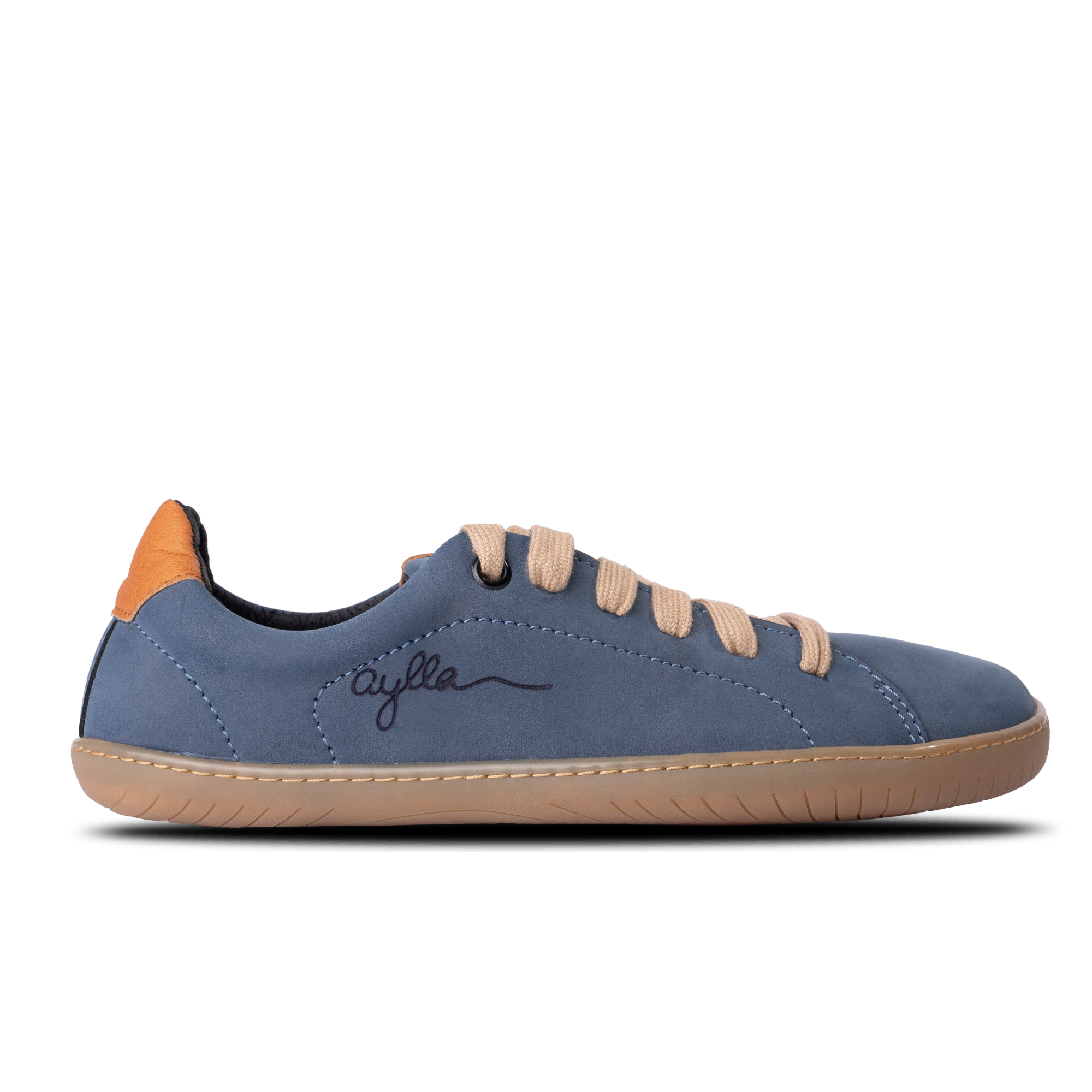 Aylla Keck Womens barfods sneakers i læder til kvinder i farven blue, yderside