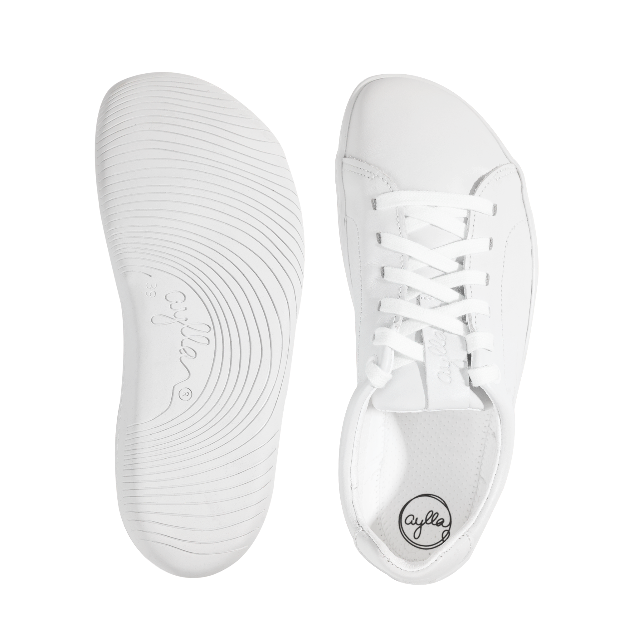 Aylla Keck Womens barfods sneakers i læder til kvinder i farven white / white, top