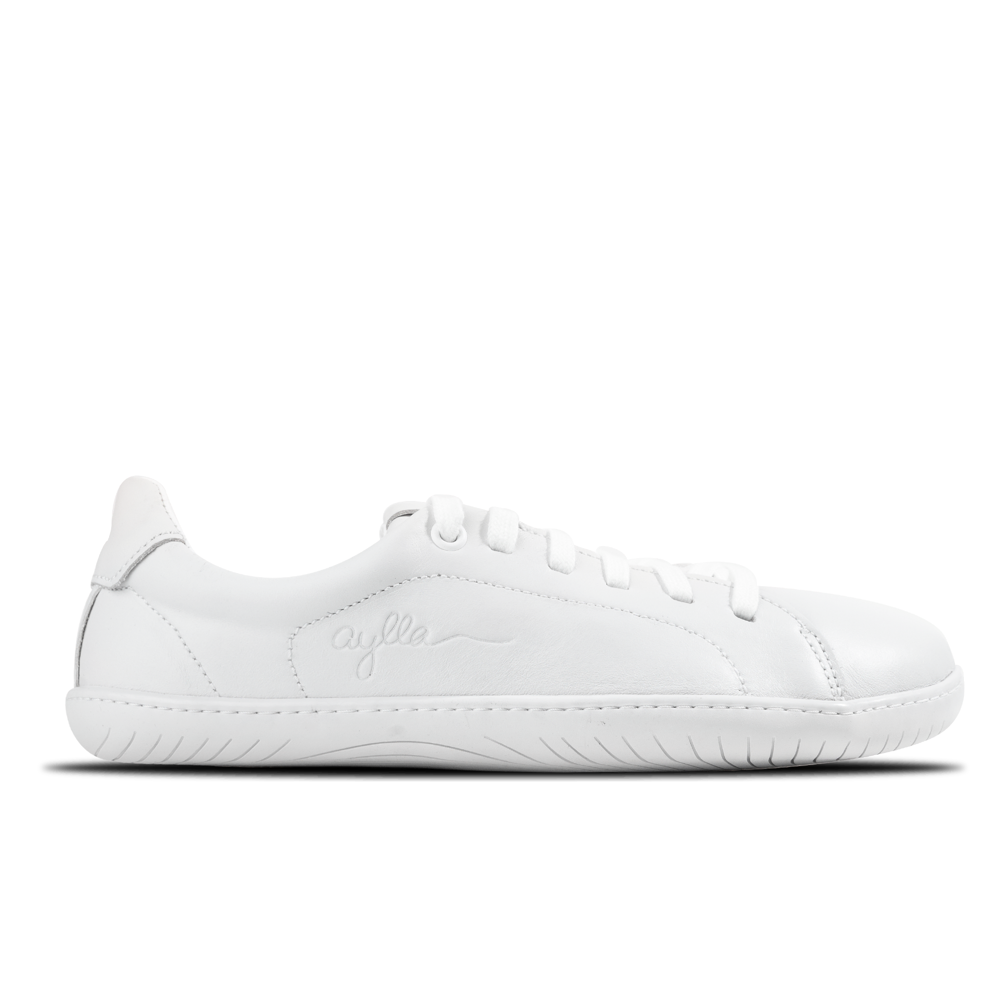 Aylla Keck Womens barfods sneakers i læder til kvinder i farven white / white, yderside