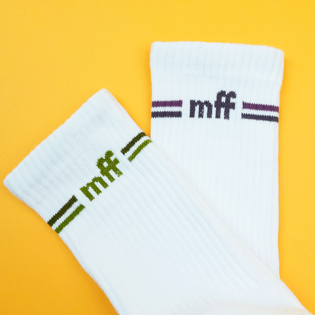 My Foot Function Toe Socks - Crew Length - White &amp; Green 