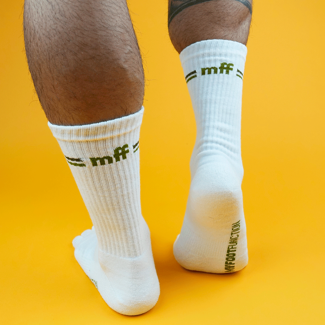 My Foot Function Toe Socks - Crew Length - White &amp; Green 