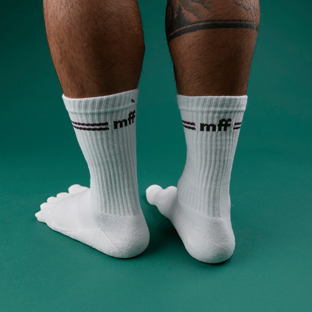 My Foot Function Toe Socks - Crew Length - White &amp; Purple