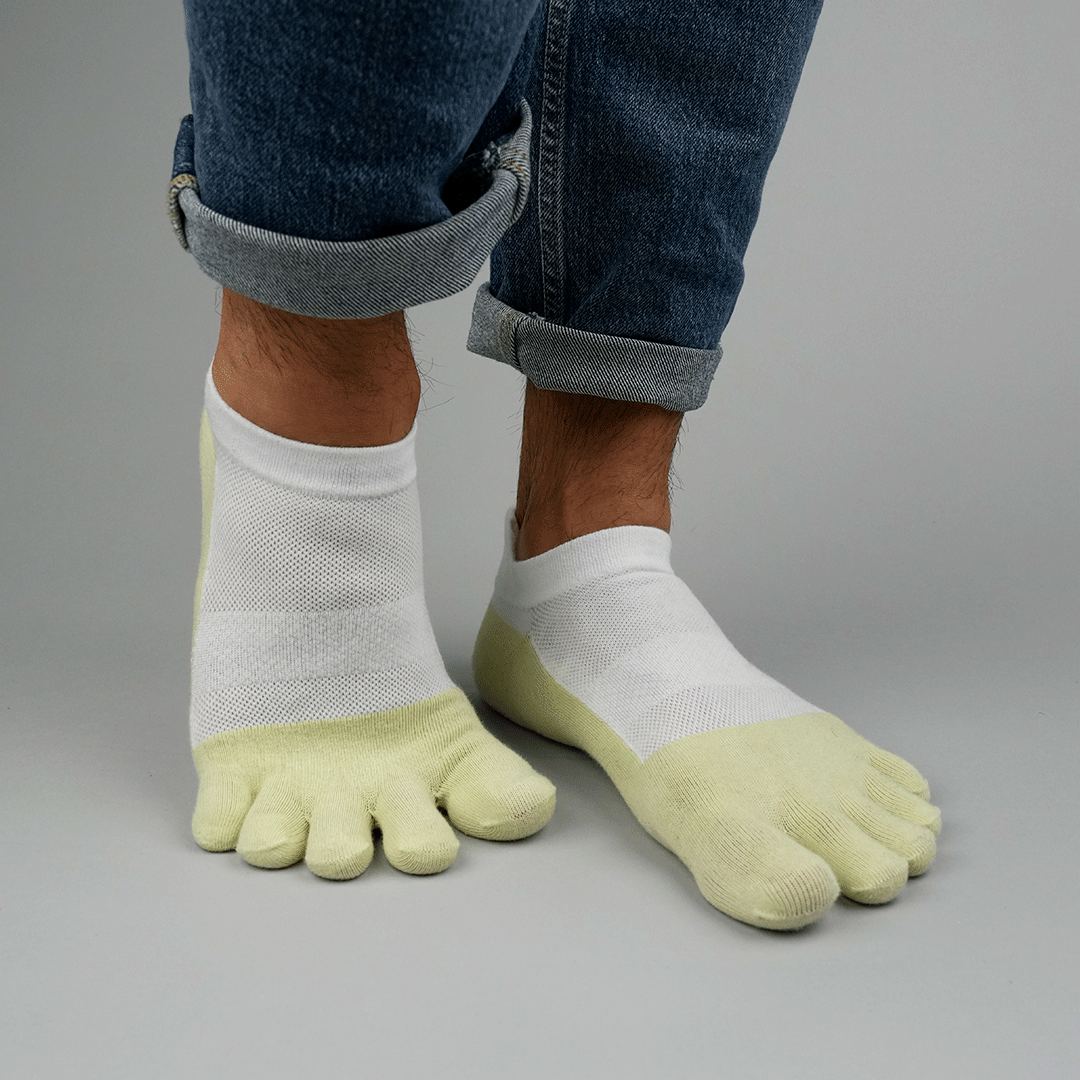 My Foot Function Toe Socks – No-Show Length – White / Jade 