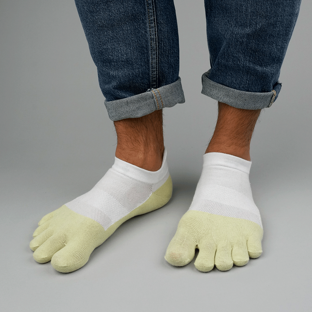 My Foot Function Toe Socks – No-Show Length – White / Jade 