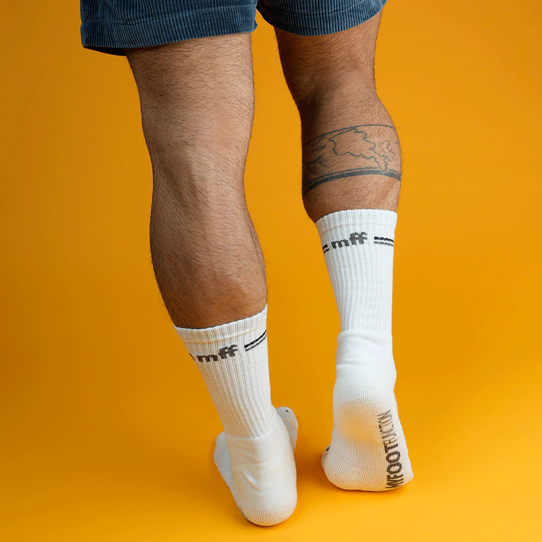 My Foot Function Wide Socks - Crew Length - White