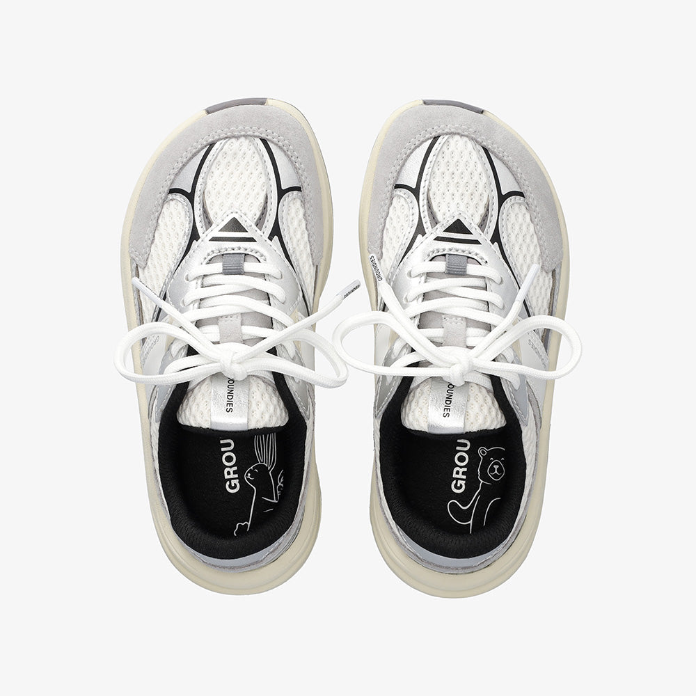 Groundies Starlite 2.0 Juniors – White/Silver/Black, sål