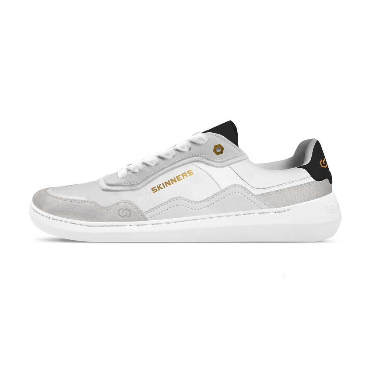 Skinners Camina barfodssko i off white og sort set fra siden