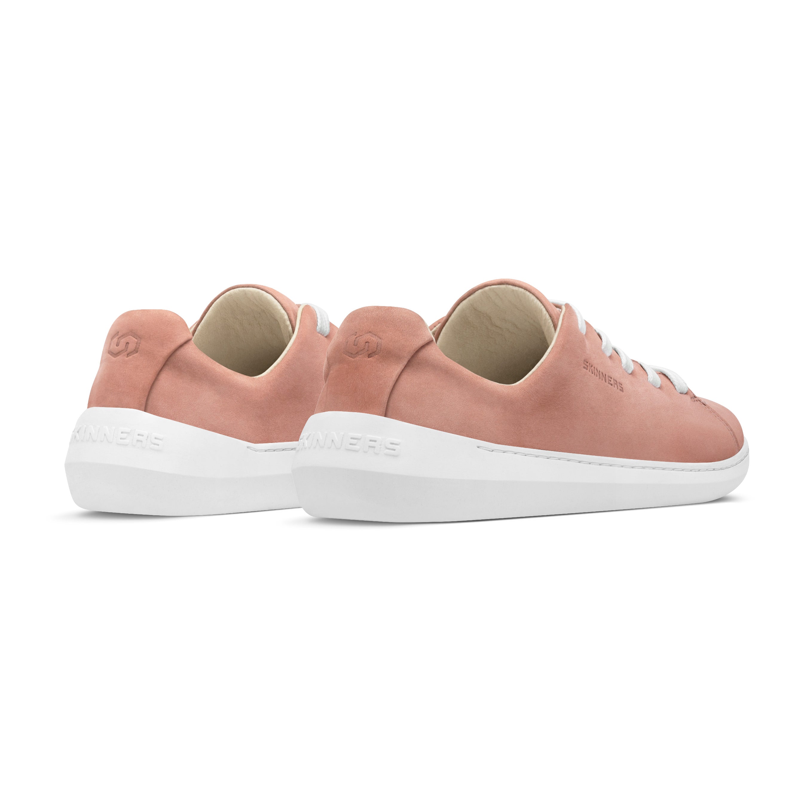 Mærkbare Walker barfods sneakers til kvinder og mænd i farven pink / white, bagfra